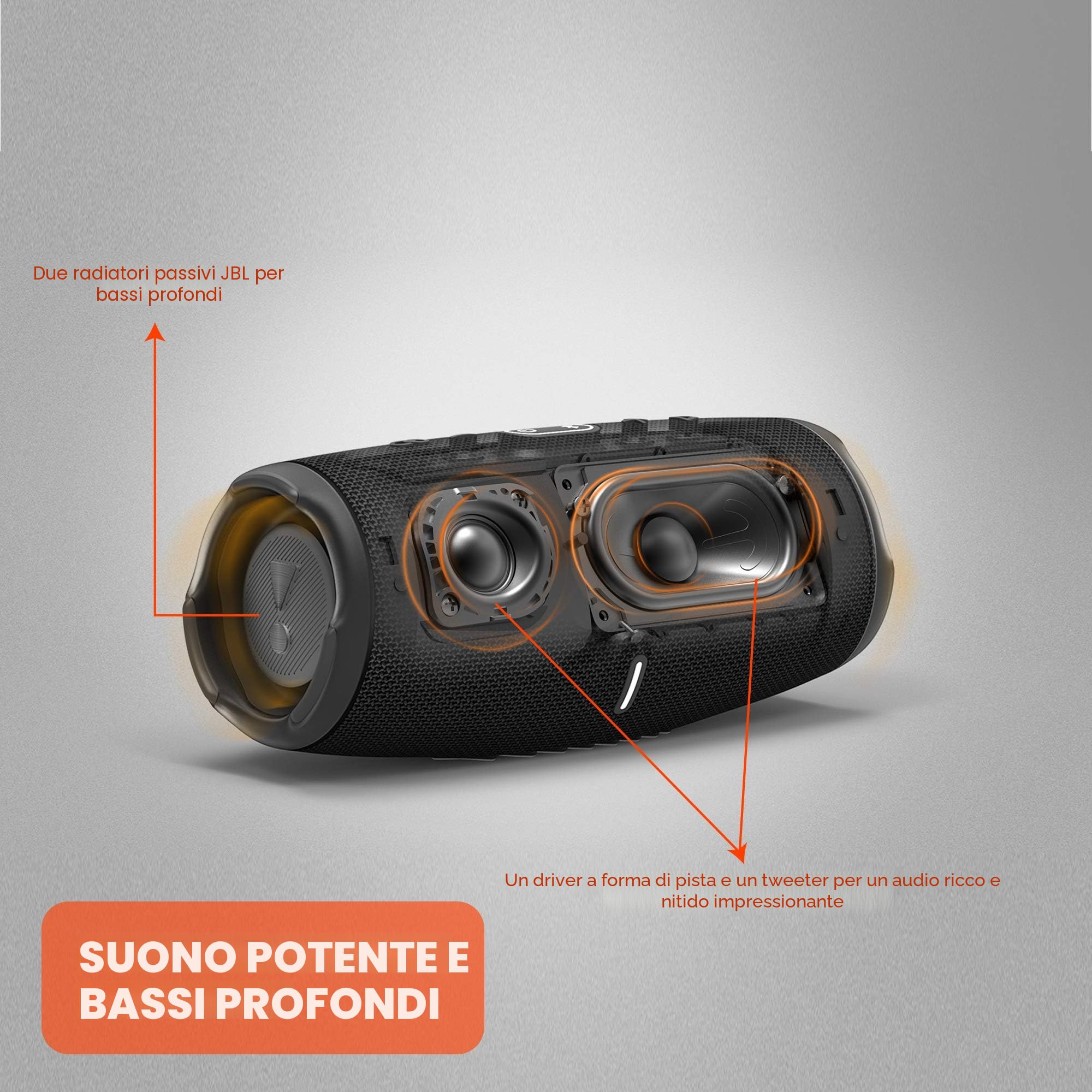 JBL Charge 5 - Altoparlante Bluetooth portatile impermeabile IP67, carica USB e uscita - Nero