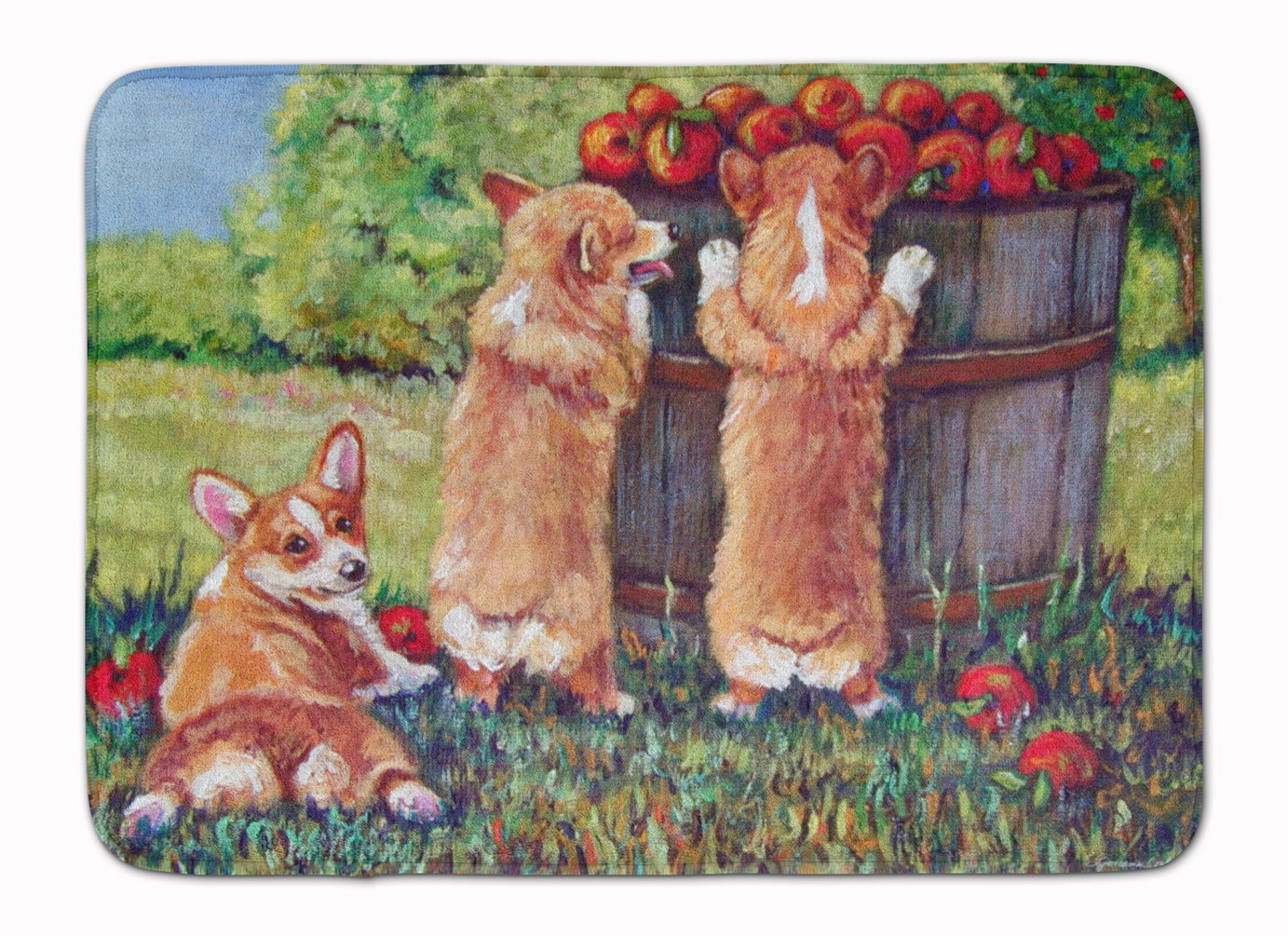 Caroline's Treasures Apple Helper Corgis Floor Mat, 19