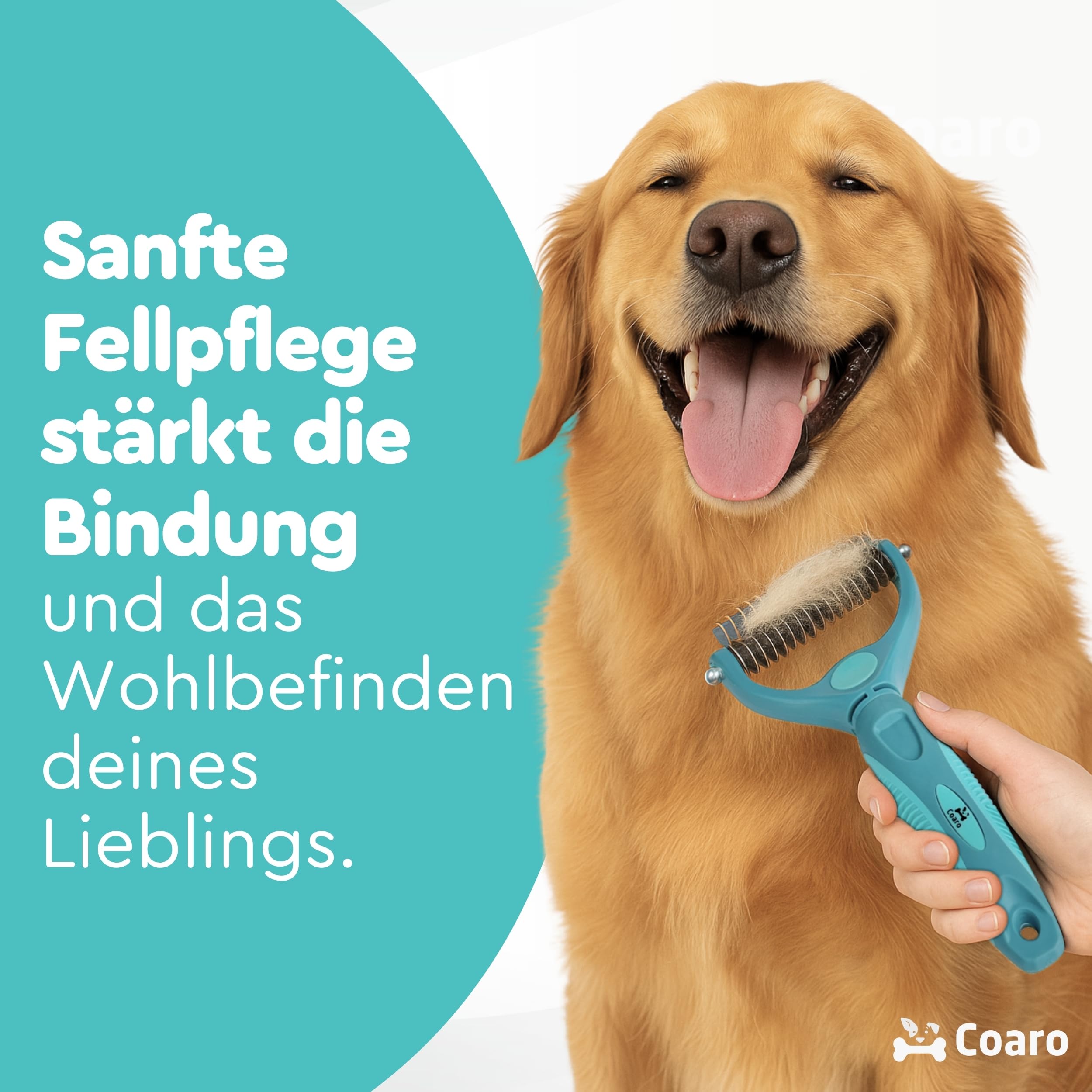 Unterwollbürste für Hunde und Katzen mit beidseitig geschliffenen Klingen für mühelose Fellpflege – rutschfester Komfortgriff für sicheren Halt – professionelle Fellbürste gegen lose Unterwolle