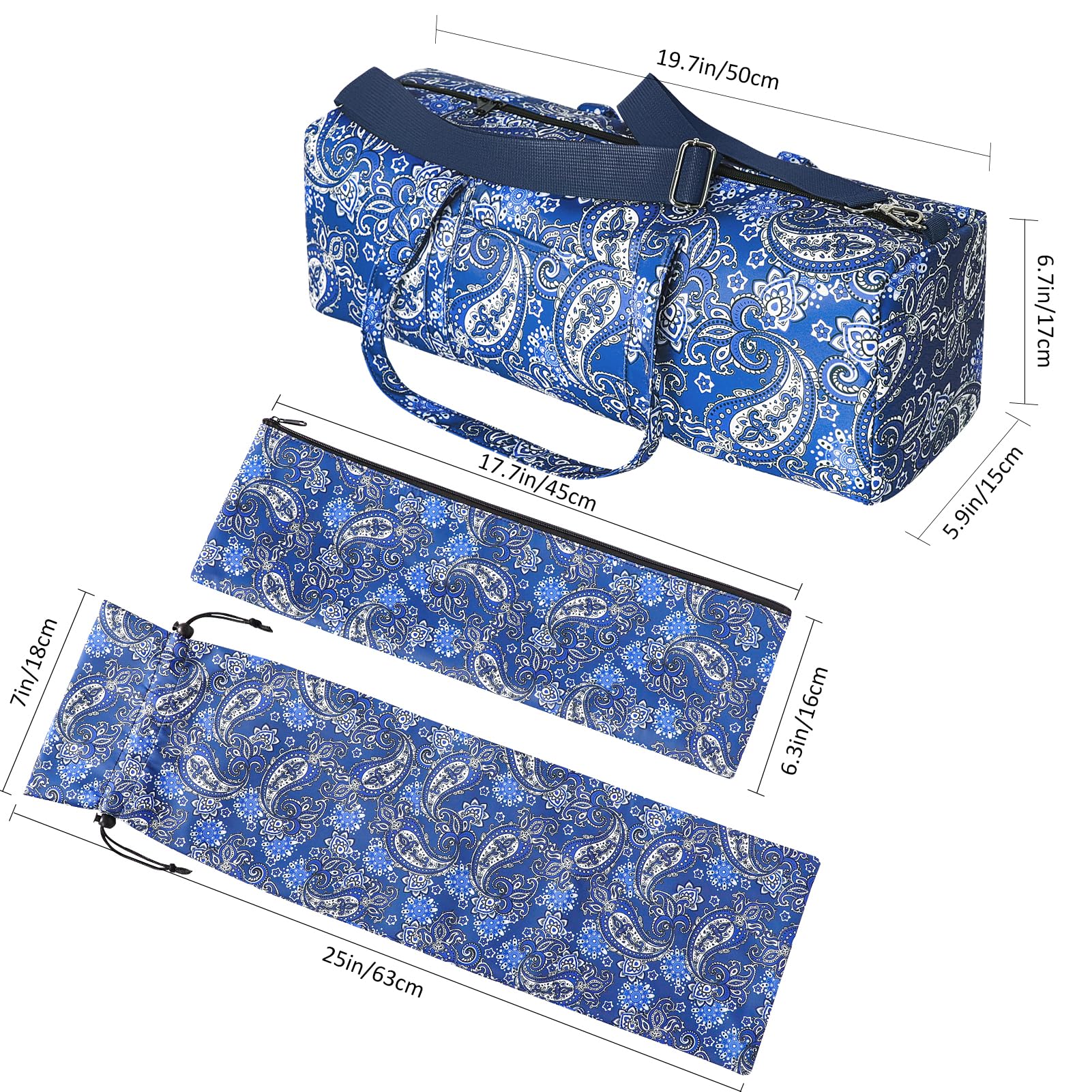 GUSTARIA Empty Mahjong Game Set Bag, Blue Printed American Mahjongg Bag, with Protective Sleeve for Mahjong Racks and Pushers and Mahjong Tiles Bag (Case Only)