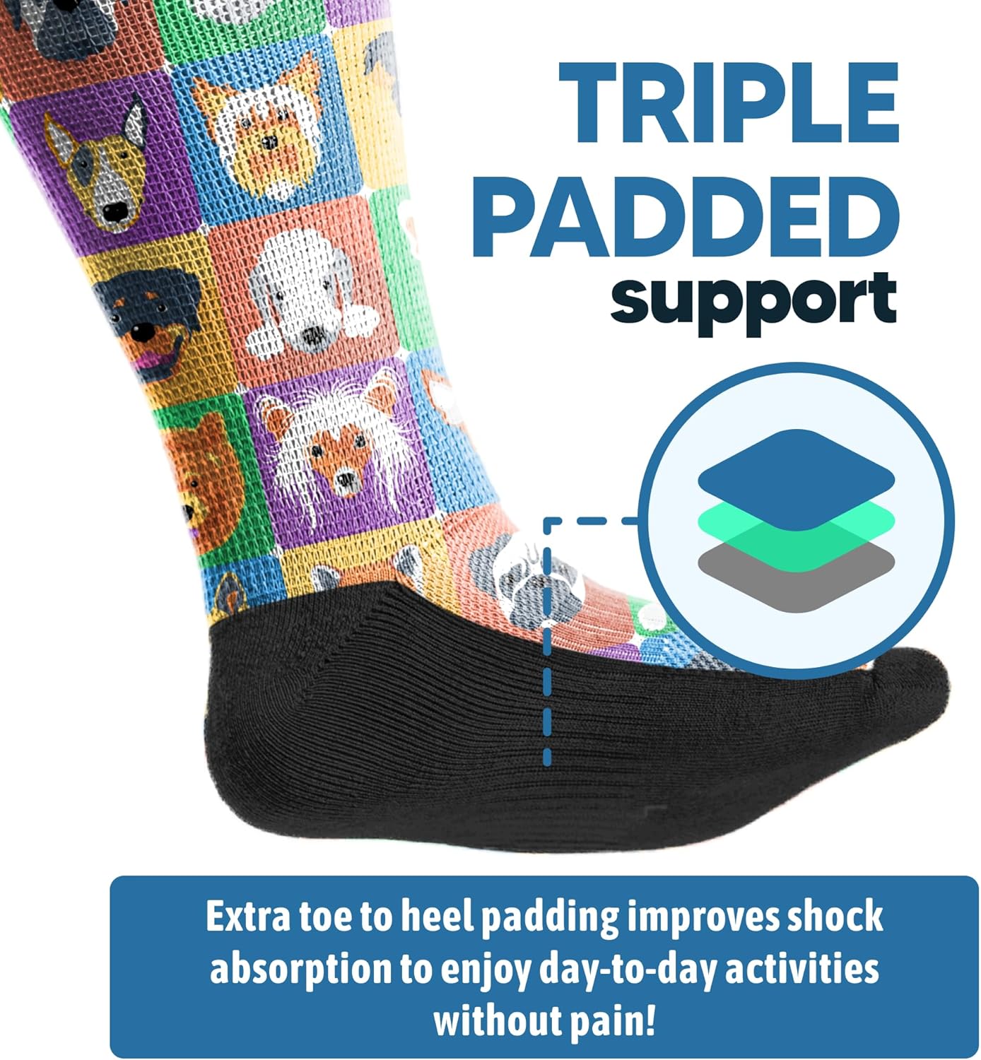 Viasox EasyStretch 3 Pack Diabetic Crew Socks for Men & Women, Non Binding Neuropathy Socks - Image 5