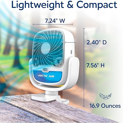 Miniatura 4 de Arctic Air Ventilador portátil, ventilador pequeño Grip Go de 3 velocidades, gran ventilador de cochecito, ventilador de viaje o escritorio,