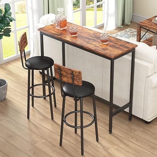 Miniatura 6 de GNIXUU Juego de mesa de bar juego de mesa de bar y sillas juego de mesa de comedor de 3 piezas mostrador de altura de bar con 2 taburetes juego de