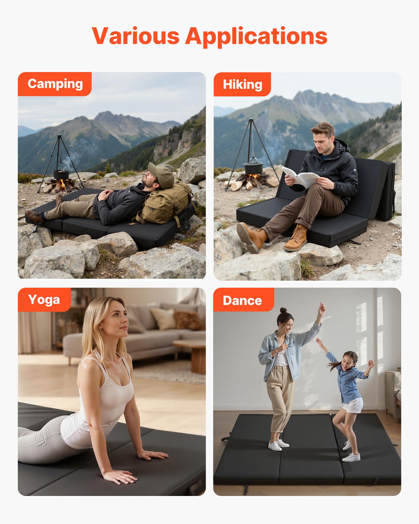 VEVOR Bouldering poduszka powietrzna, podwójna poduszka do wspinaczki górskiej, z regulowanymi paskami do plecaka i uchwytami, łatwa do złożenia do blokowania wewnątrz i wspinaczki na świeżym