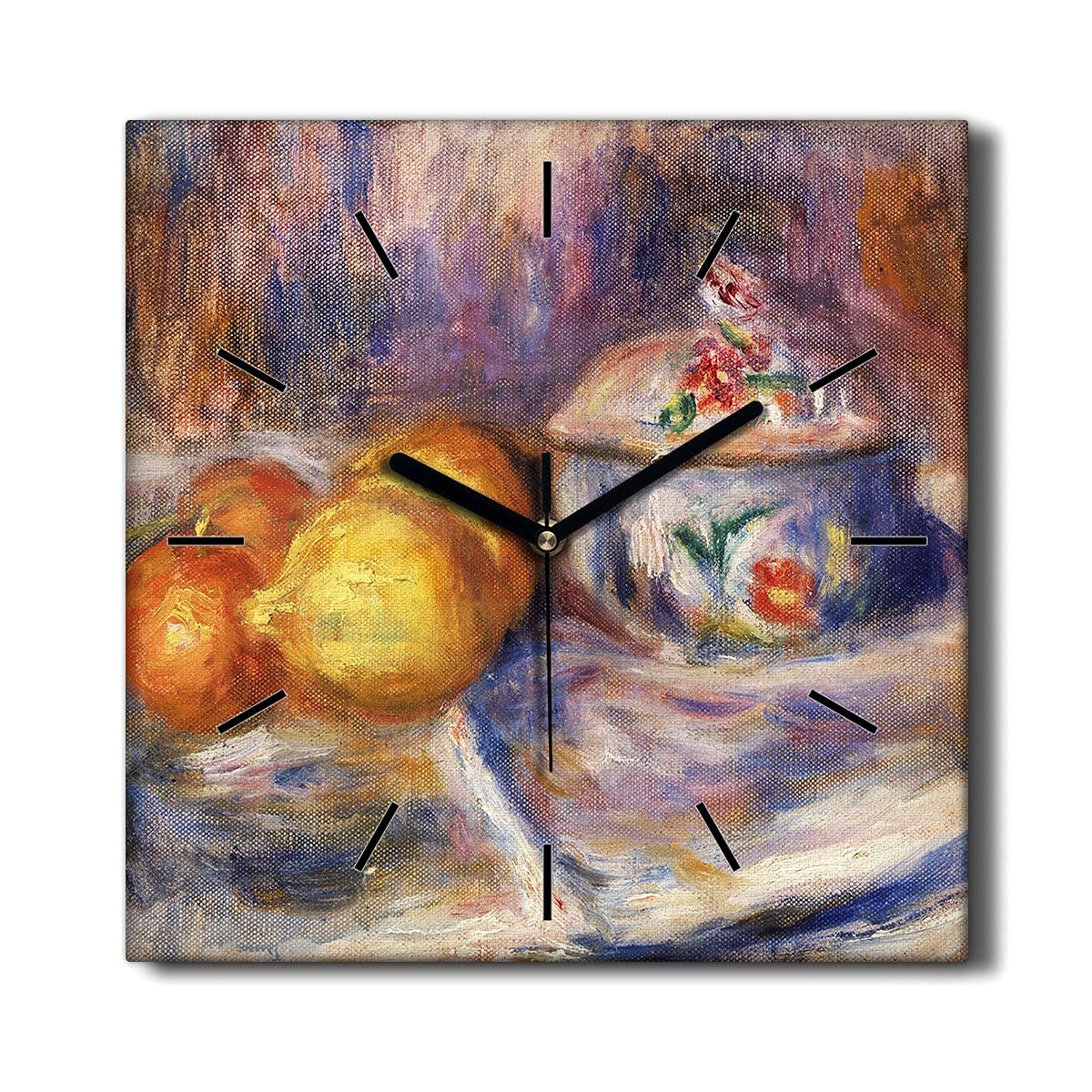 Horloge sur toile 30x30cm fruits oranges citrons pour decoration murale salon Coloray