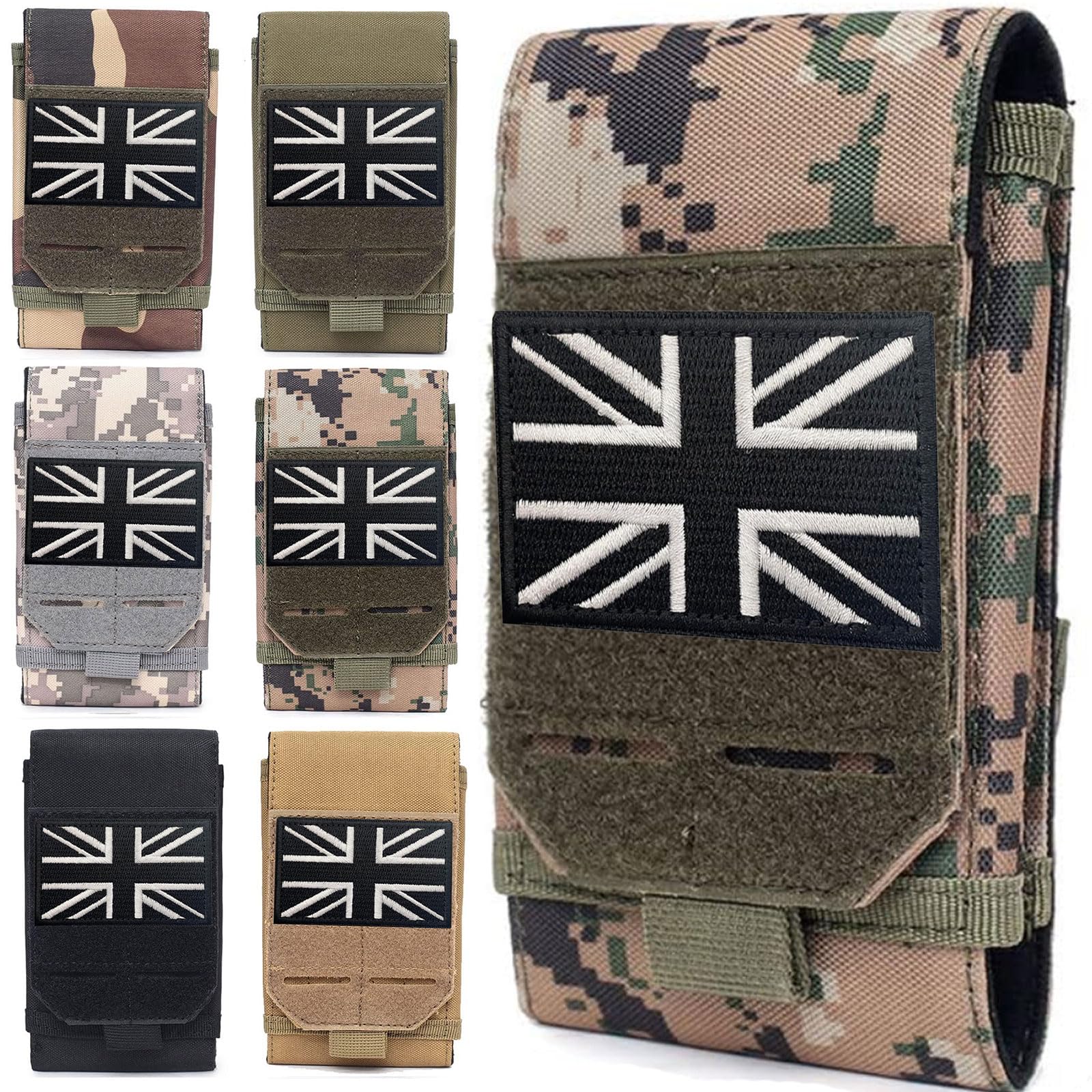Molle Phone Pouch, Small Molle Pouches, Tactical Cell Phone Holster, Heavy Duty Waterproof Smartphone Case Holder for Vest Belt Waist
