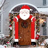 Christmas Santa Porch Banner Santa Claus Door Banner for Christmas Outdoor Decorations Hanging Porch Sign for Front Door Winter Party Home Indoor Wall Door Cover Photo Backdrop Garage Xmas Decor