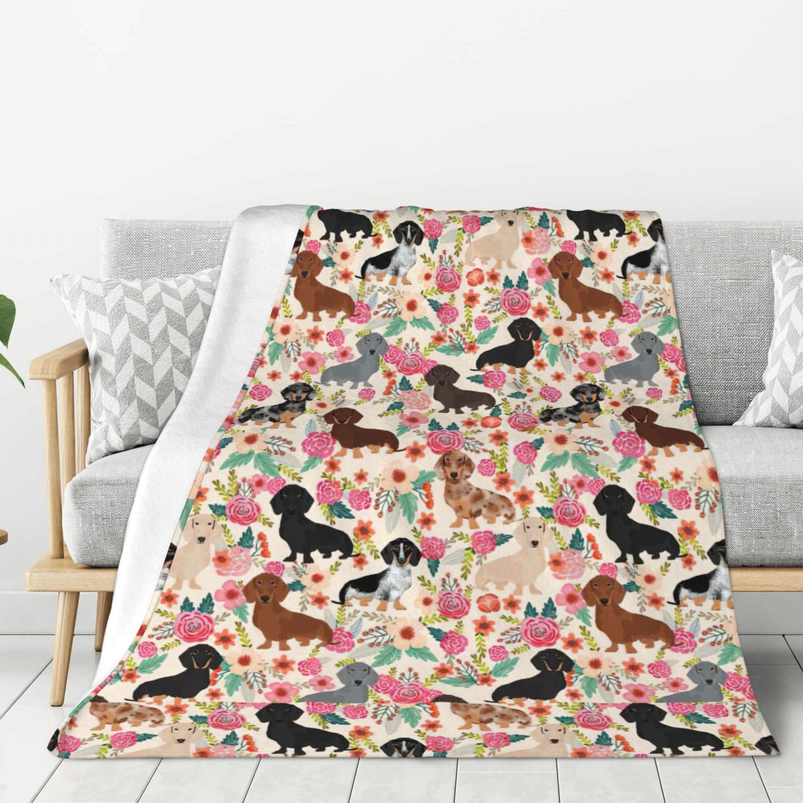 Couverture teckel pour tous utilisateurs, grand plaid doux contre le froid du lit