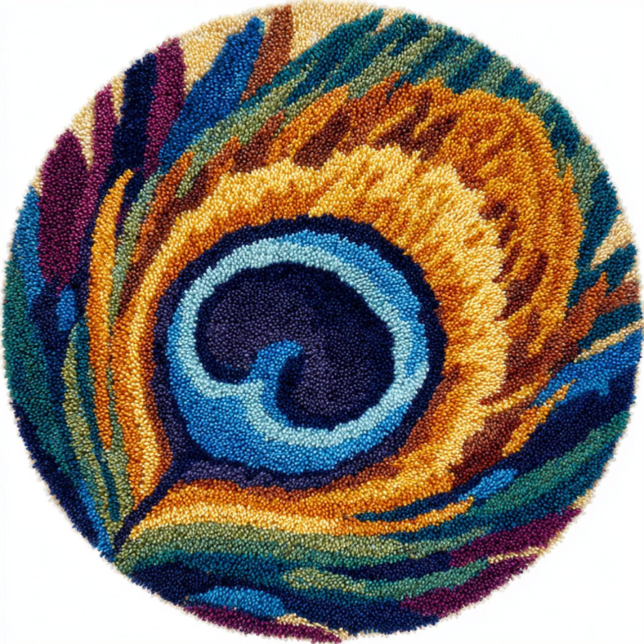 Kitquiver Rug Making Kit for Adults Peacock Tail 60x60cm