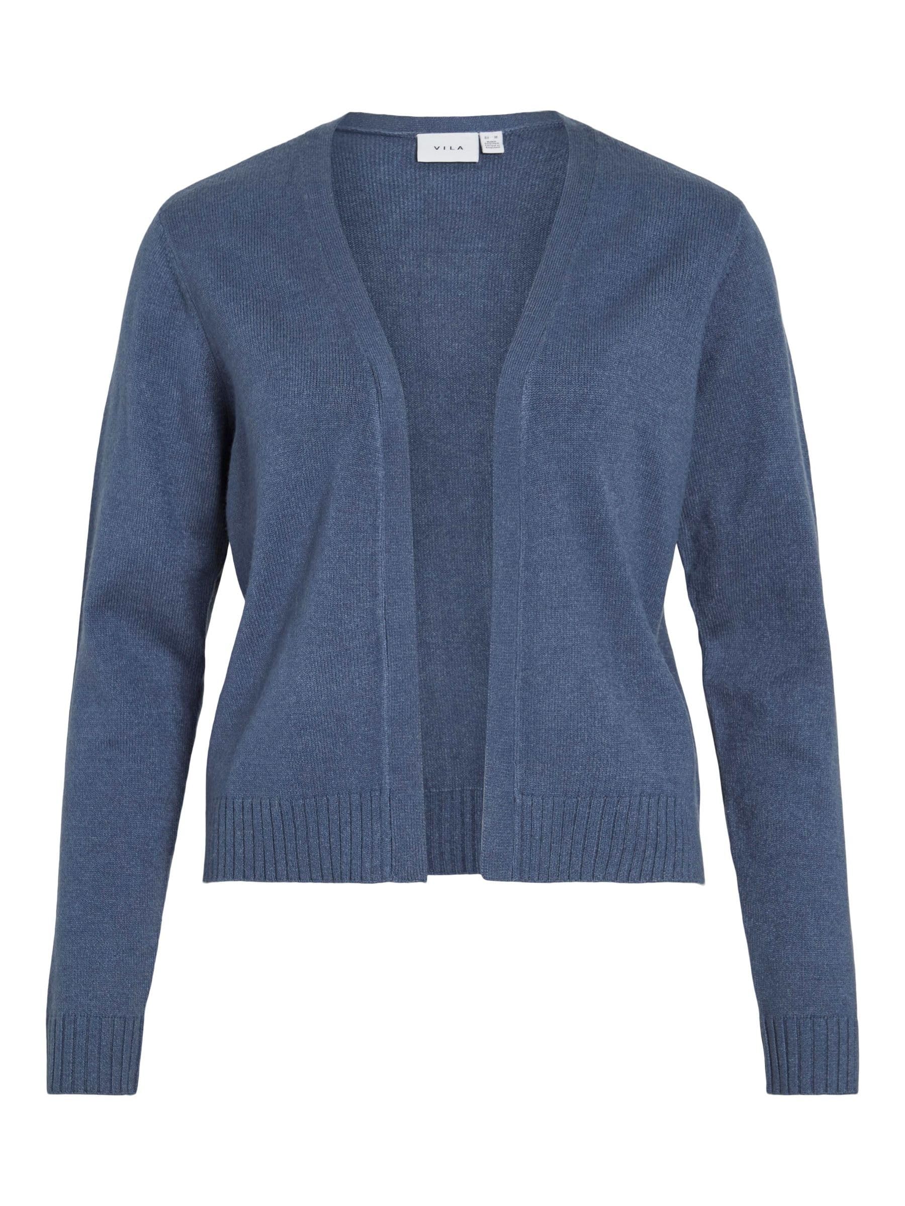 Vila Women's Viril Short L/S Knit Cardigan Noos Cardigan, Vintage Indigo, S