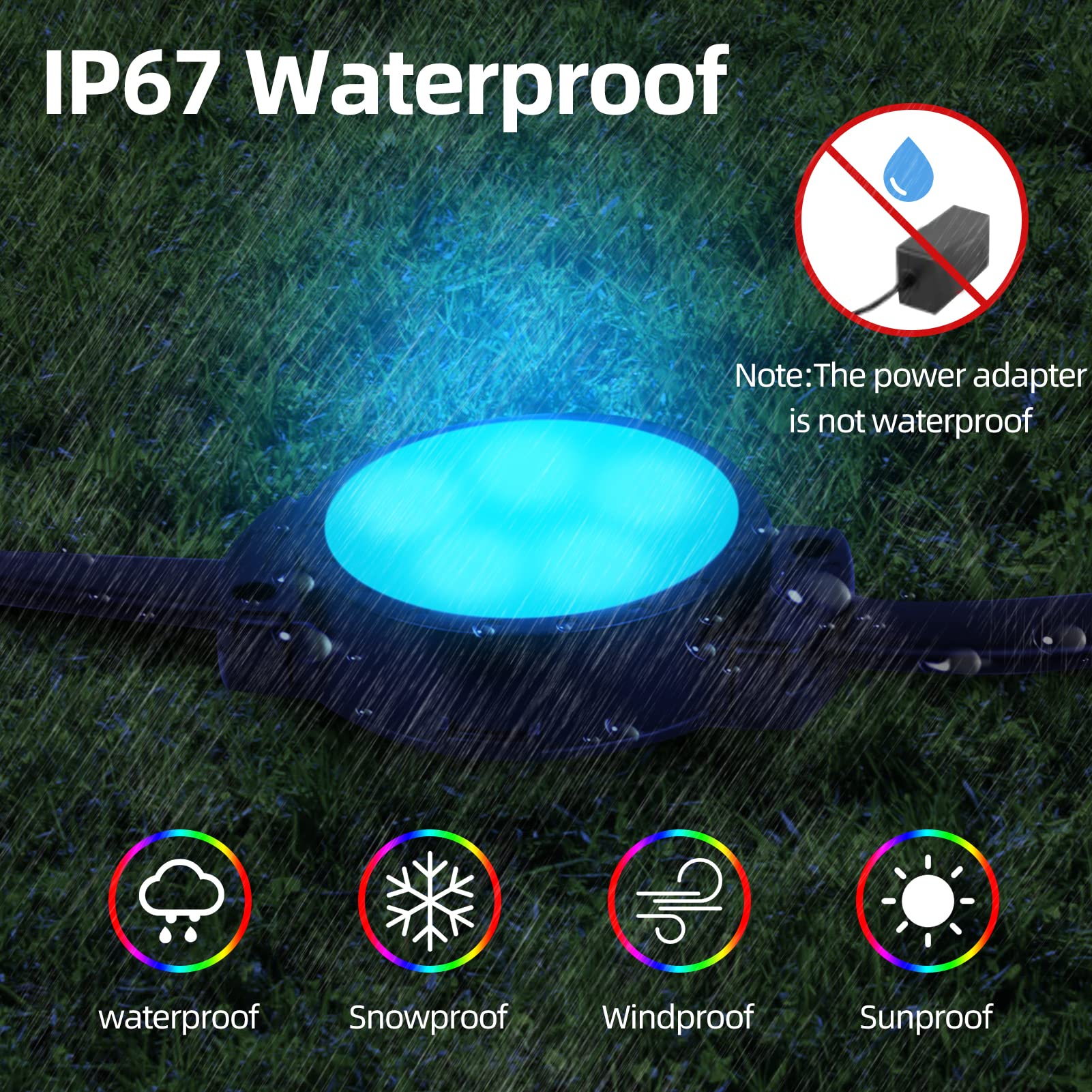 VISDOLL Outdoor Smart Ground Lights,48ft Multicolor Pathway Lights with Warm White, 15 Pack IP67 Waterproof Garden Lawn Lights,Decorations for Landscape,Yard,Backyard, Driveway