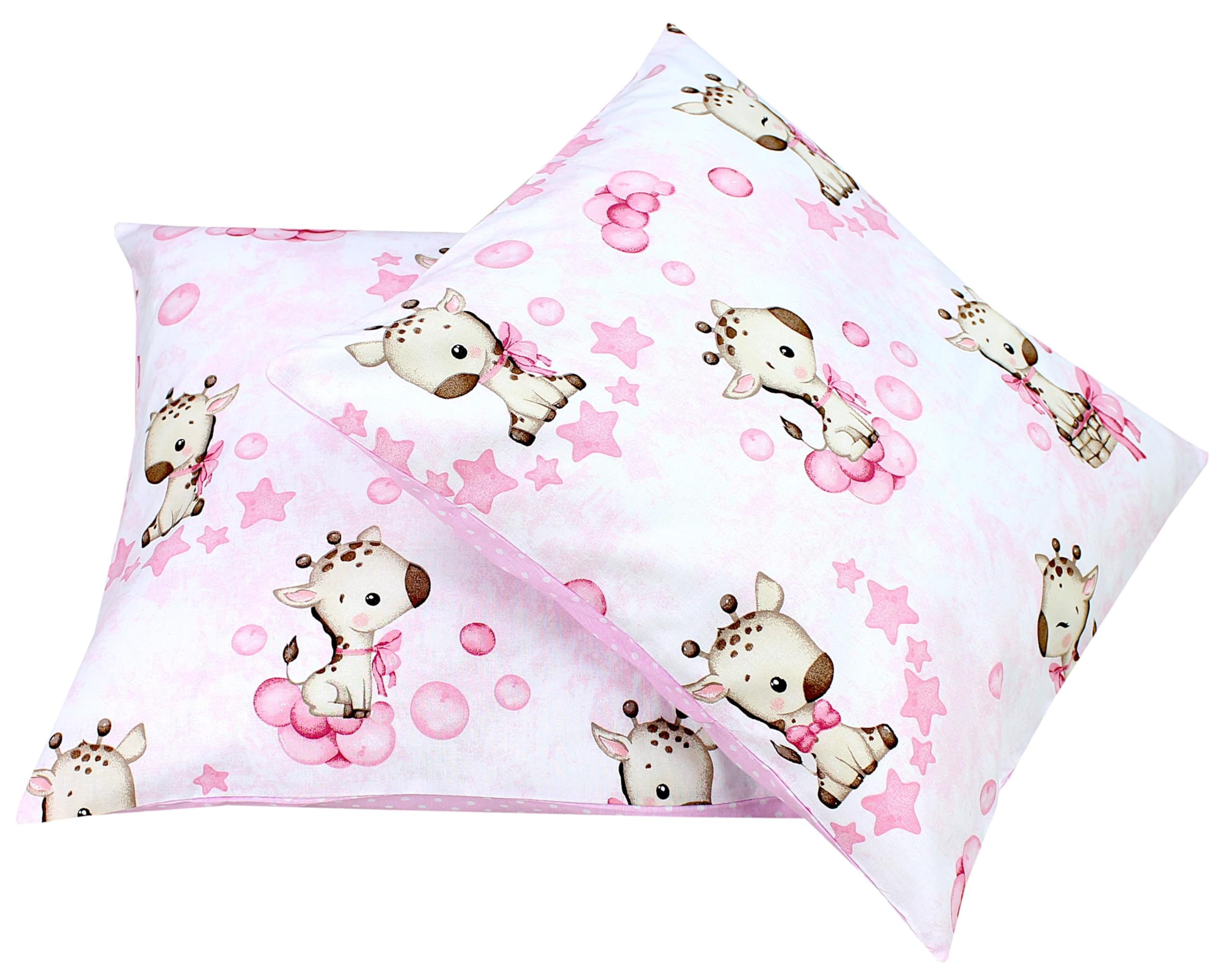 TupTam Federa per Cuscino per Bambini Set di 2 80x80 cm Giraffa puntini rosa