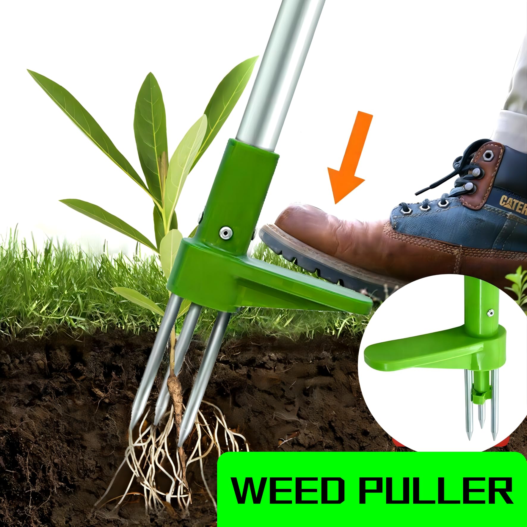 Rimuovere Dente Leone Estirpatore Erbacce Con Manico Lungo - Strumento 2 In 1 Rastrello E Zappa 148cm Attrezzo Giardinaggio Estensibile