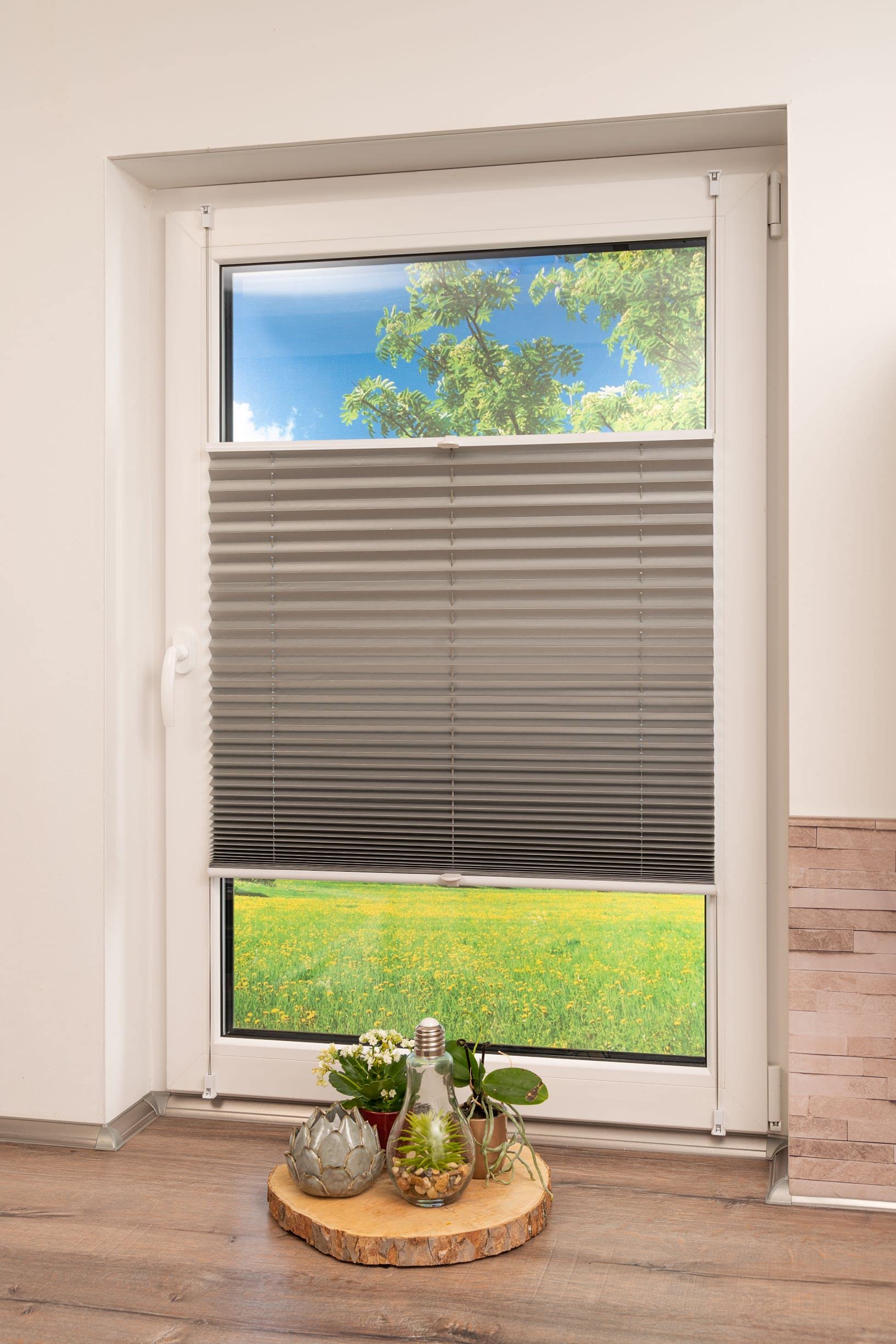 K-home® Klemmfix-Plissee Silbermetallic B85 x H210 cm +++Verdunklung+++