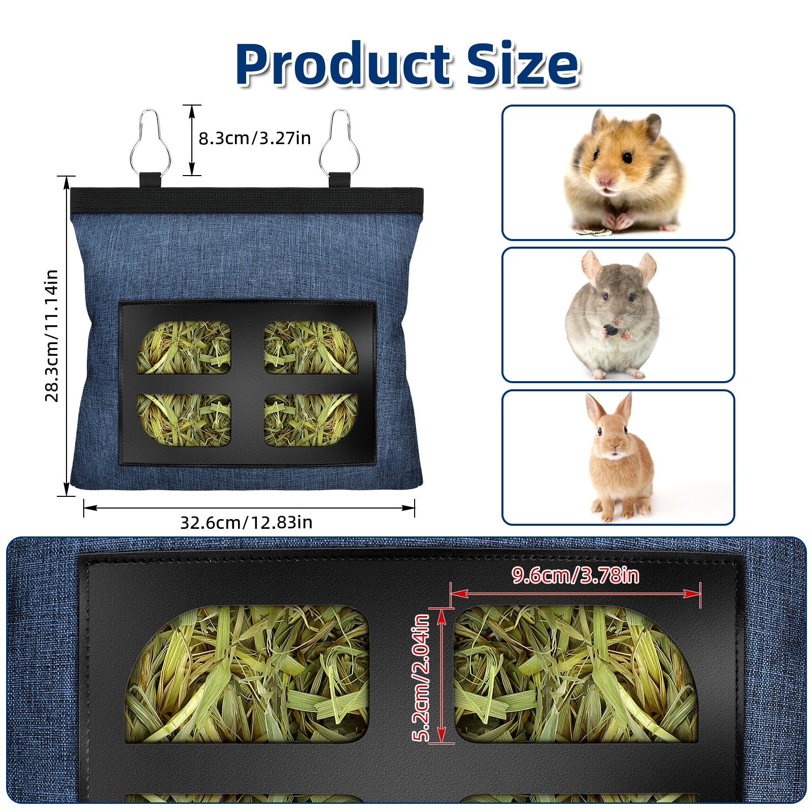 Rabbit Hay Feeder Bag Guinea Pig Hanging Hay Feeding Bag Storage Dispenser for Chinchilla Hamster Bunny Small Animal Pet - image 2
