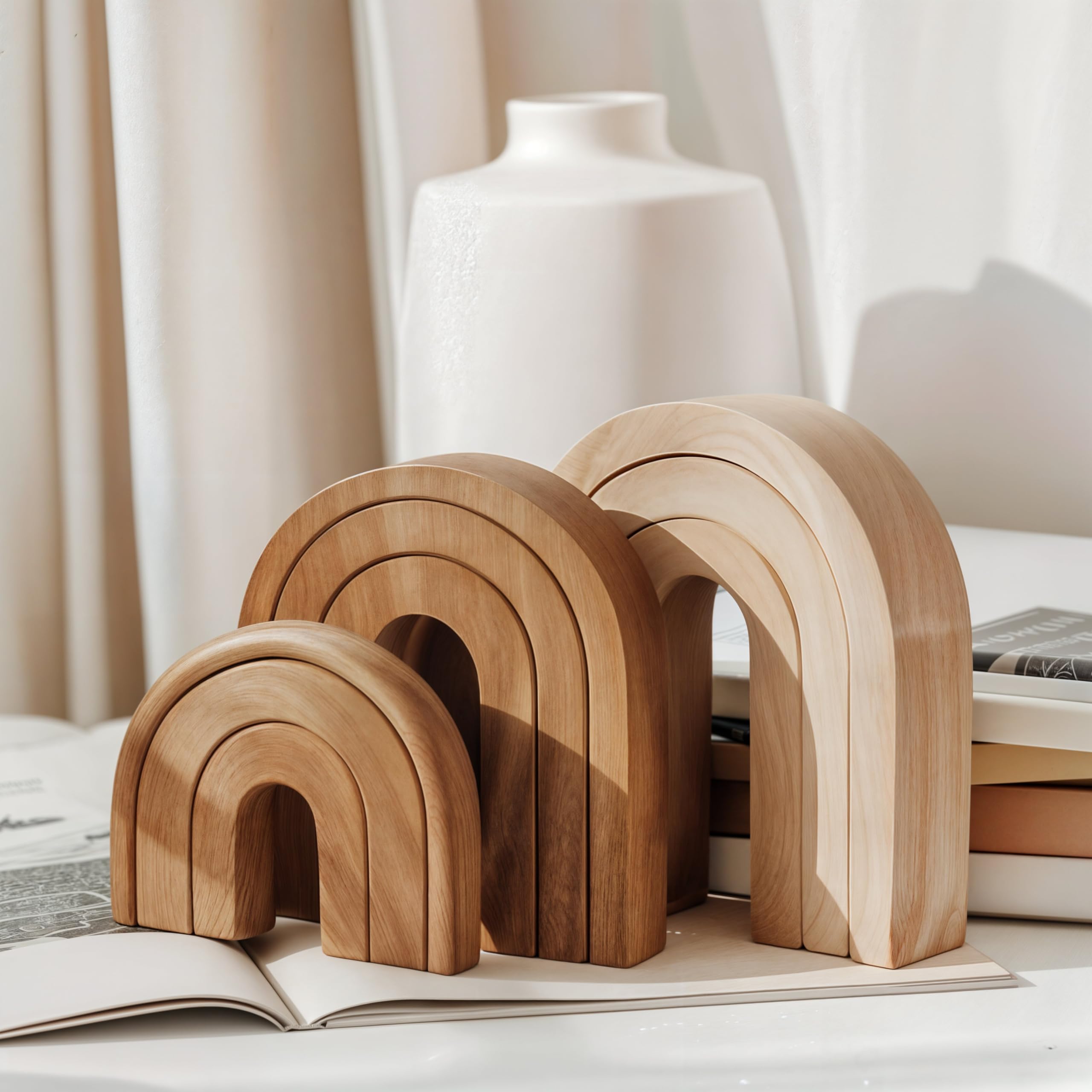 NOBULA Wooden Arch Decor - Accent for Living Room Decor, Office Shelf Decor & Entryway - Natural Wood Finish, Perfect for Table, Shelf, or Mantel Styling - Elegant Home Decor