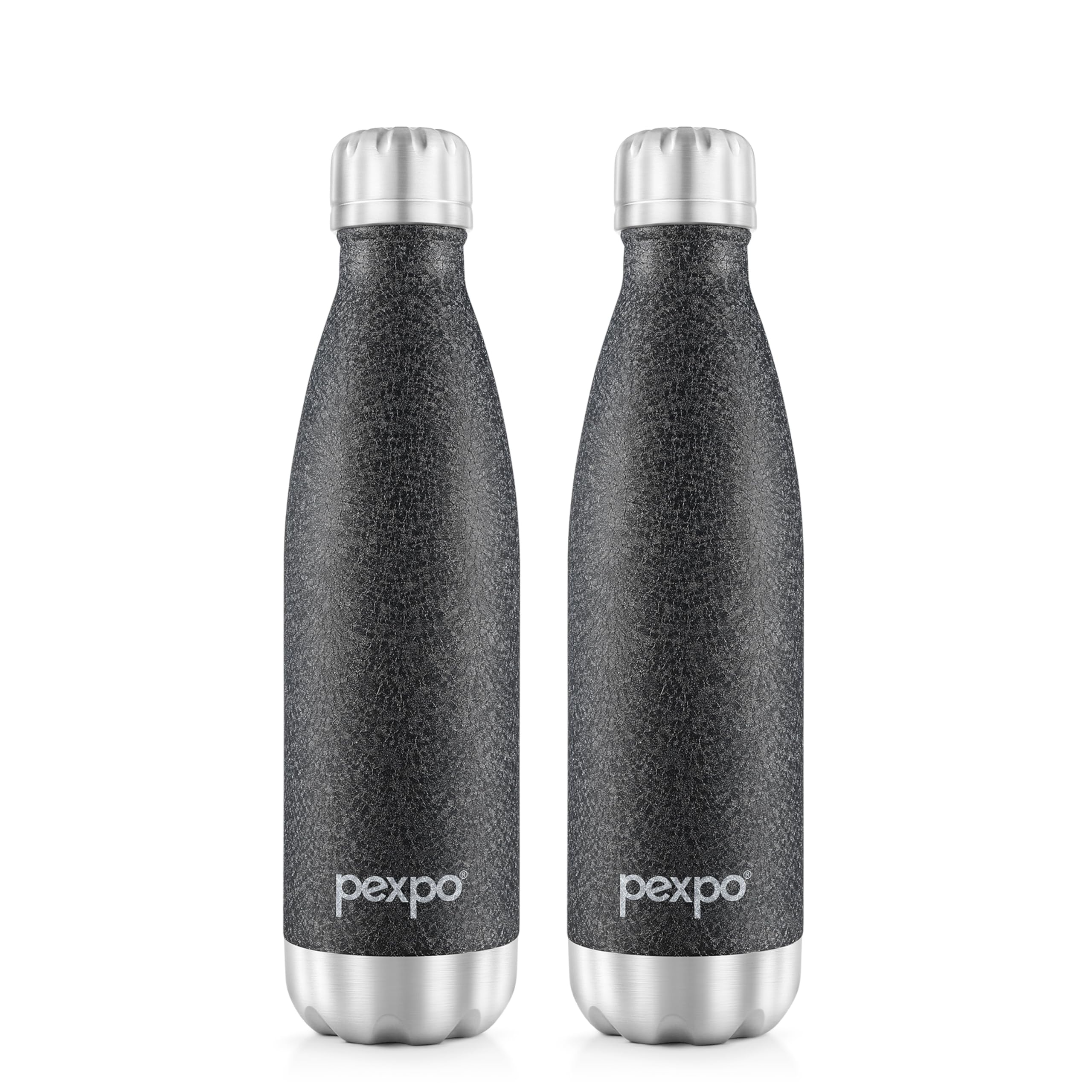 Go24 pexpo Stainless Steel Water Bottle Electro Black 500ml