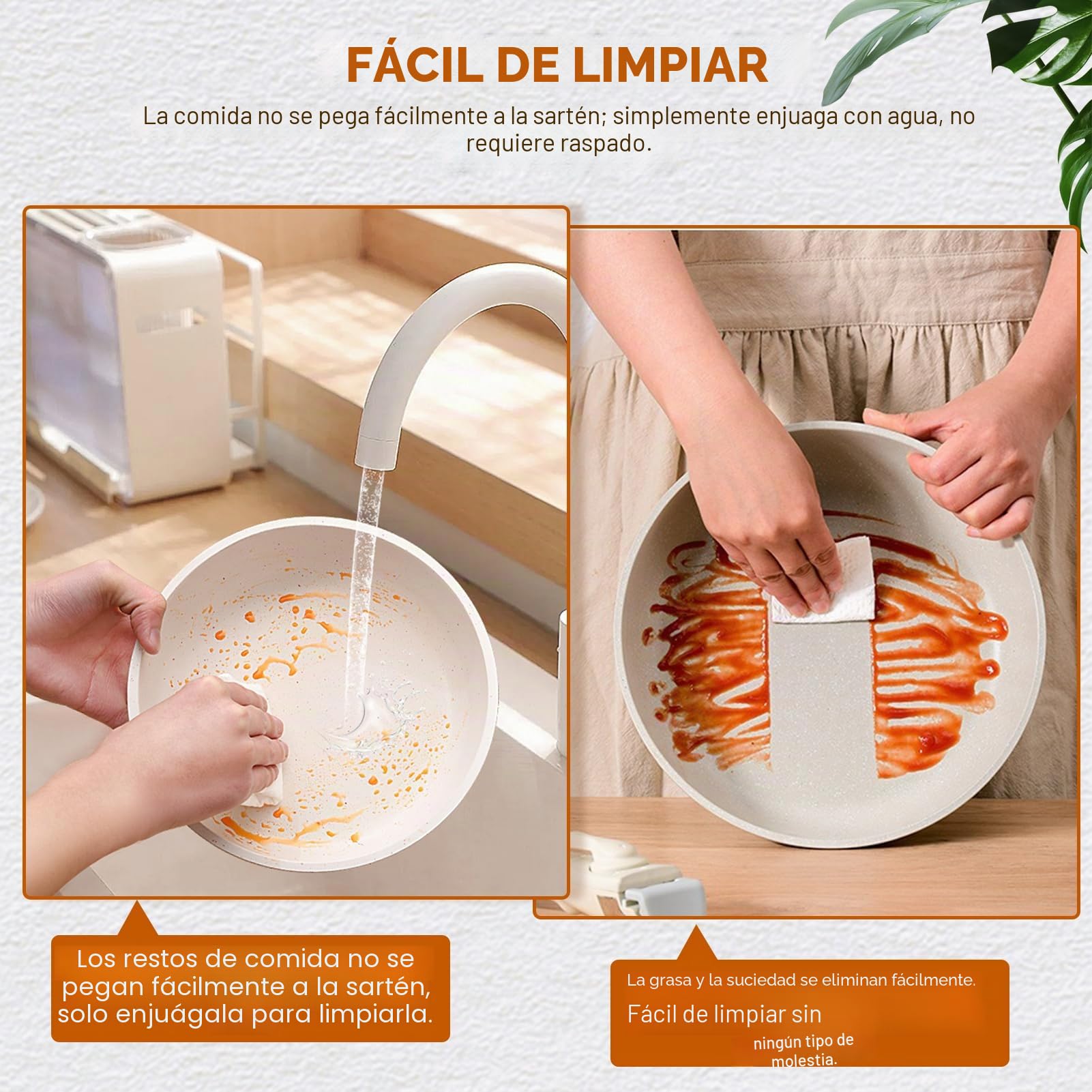 Juego de sartenes mango extraíble, 3 pcs sartenes cerámica sin tóxicos, revestimiento de piedra de trigo, aptos para inducción y horno, diseño apilable (blanco)