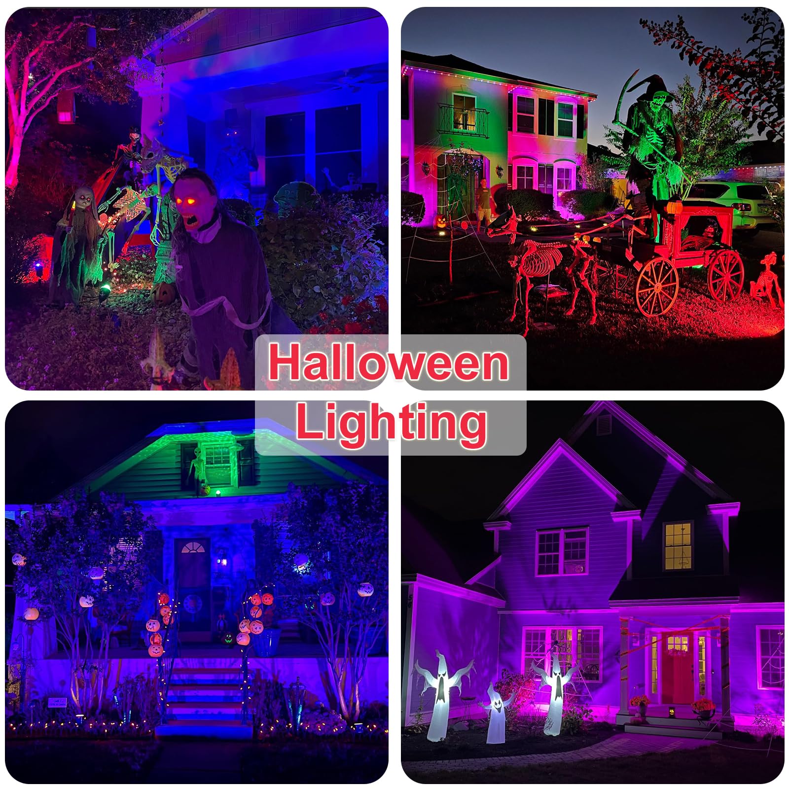 RGB LED Strahler Außen 50W Fluter Mit Fernbedienung, 120 Farben 5 Modi Farbwechsel Flutlicht LED Innen, 5000LM Kaltweiß IP66 Wasserdicht Außenstrahler für Garten, Hinterhof, Garage, Flur - 4er/Set