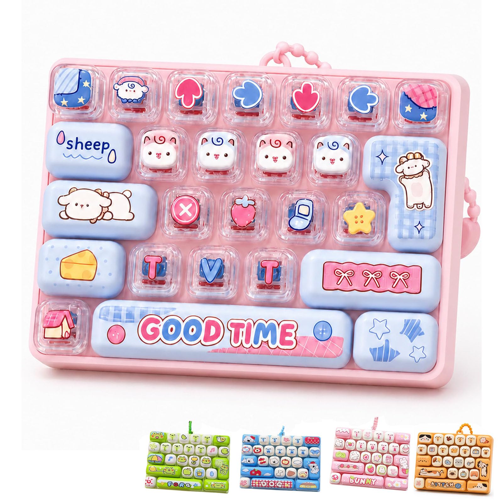 OLYGEE Keyboard Fidget,26-Key Clicky Keyboard Fidget Toy Keychain (Pink-B) โ image 1