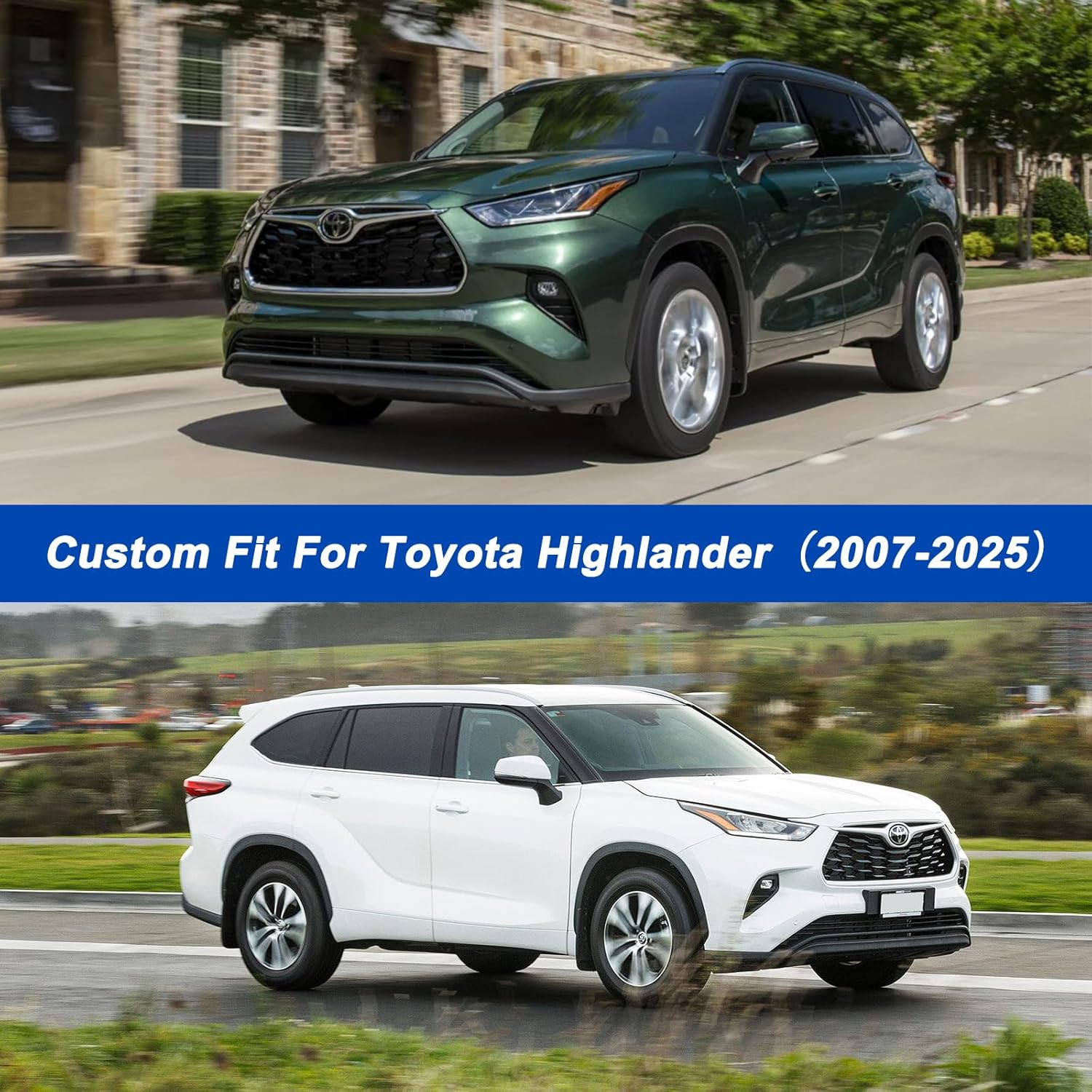Full Car Cover Custom Fit for Toyota Highlander 2007-2025, Waterproof Full Exterior Outdoor Cover with Zipper Door Cotton Lining Sun Rain Snow Dust Protection