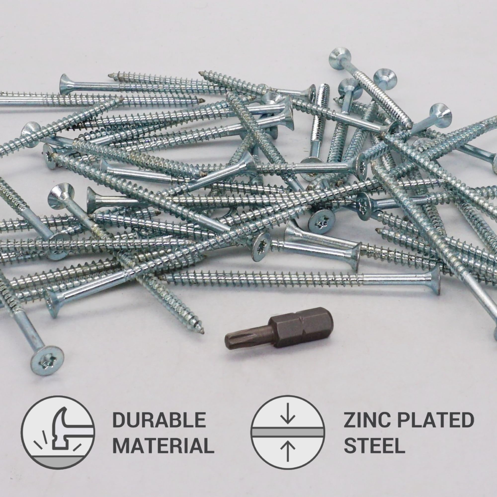 SKIR'CO (50 pcs) Zinc Plated Steel Wood Screws 4.0 x 70 mm, Torx Countersunk Head Screws, Chipboard Screws, Partially Threaded - Image 3