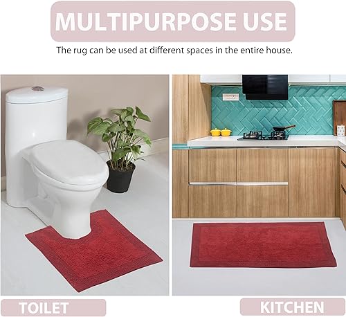 Miniatura 5 de Home Weavers Luxury Collection - Juego de alfombras de baño reversibles 100% algodón, lavables, algodón suave, extra suave y absorbente, tapete de