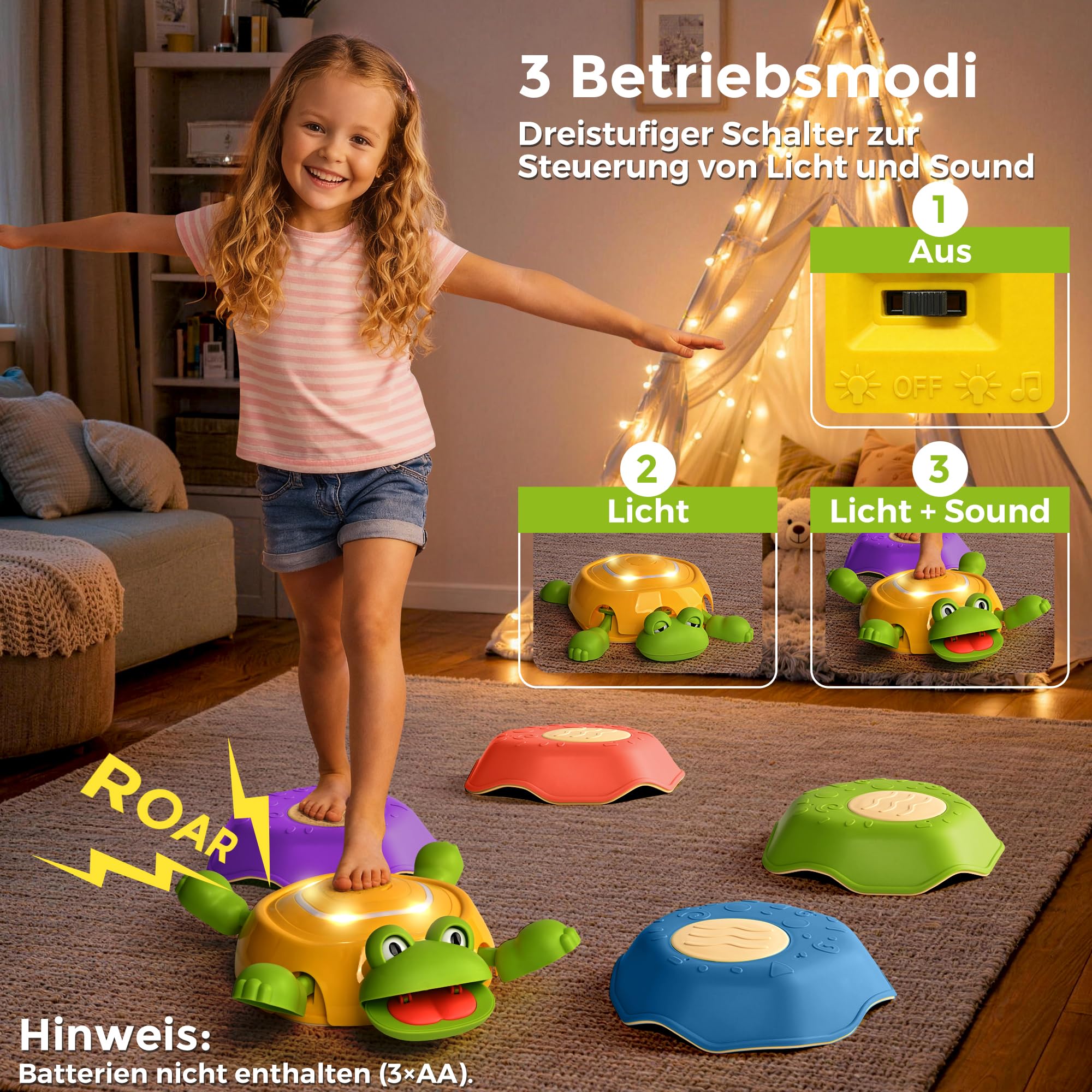 cossy Balanciersteine für Kinder, 5 PCS Frosch-Stapelsteine mit Sensorischen Funktionen, rutschfeste Stapelstein für Drinnen & Draußen, Outdoor Spielzeug ab 3 Jahre