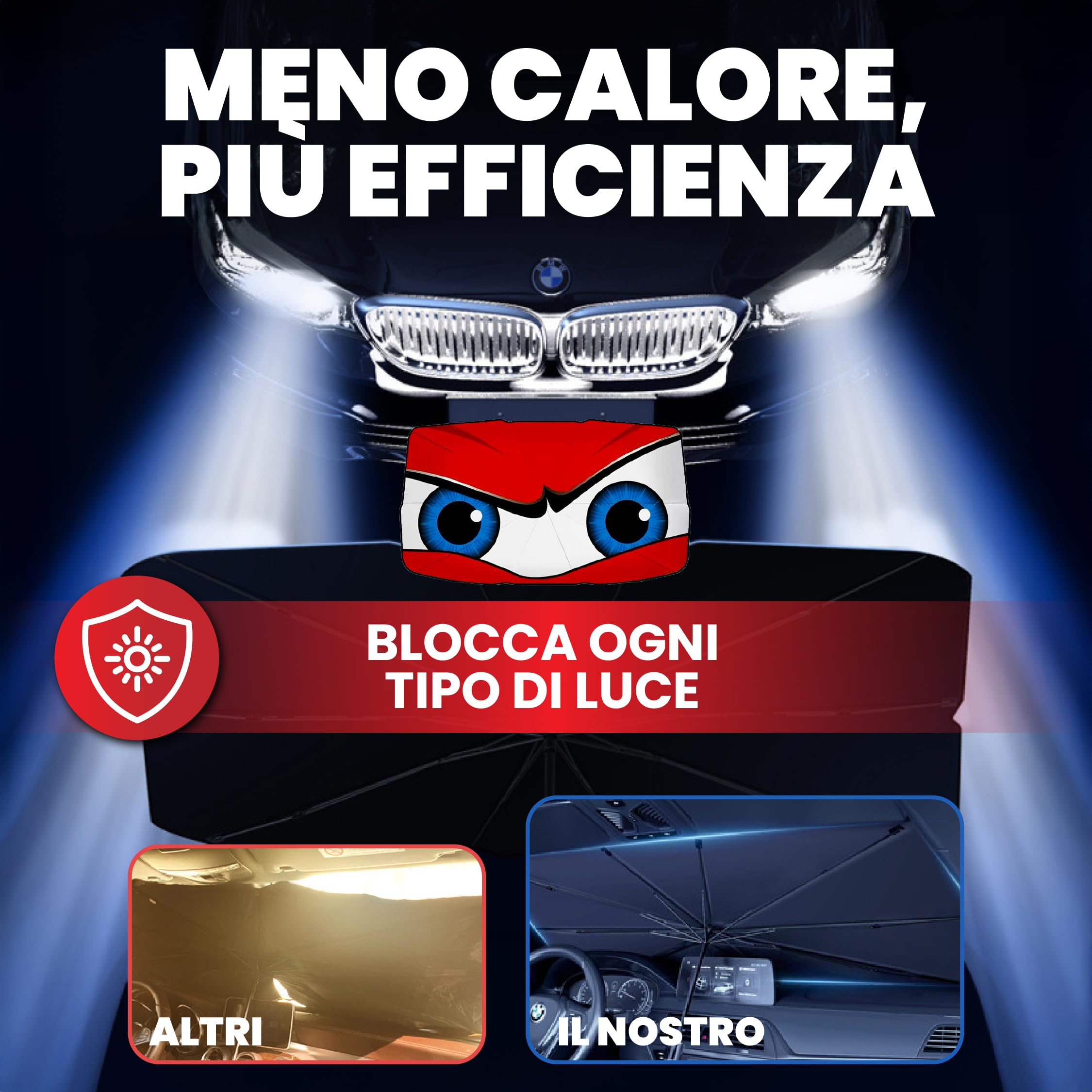 Parasole Auto Protezione Solare Anteriore per SUV, Parasole per Auto Ombrello Parasol Macchina 140x80cm Resistente ai Raggi UV Ombrello per auto con Rivestimento in Titani