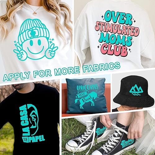 Miniatura 5 de WRAPXPERT Vinilo de transferencia de calor verde azulado HTV para planchar en vinilo de 12 x 5 pies, vinilo HTV verde azulado brillante para