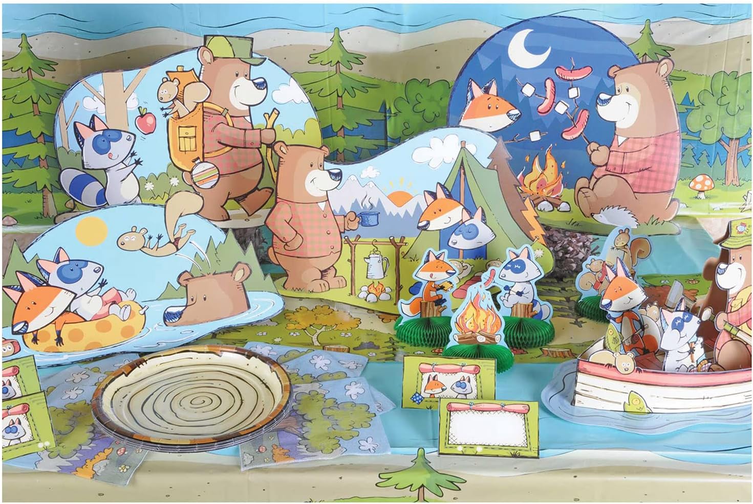 Beistle 24 Piece Disposable Paper Woodland Animal Creature Friends Plates For Birthday Party Supplies Tableware, 9"