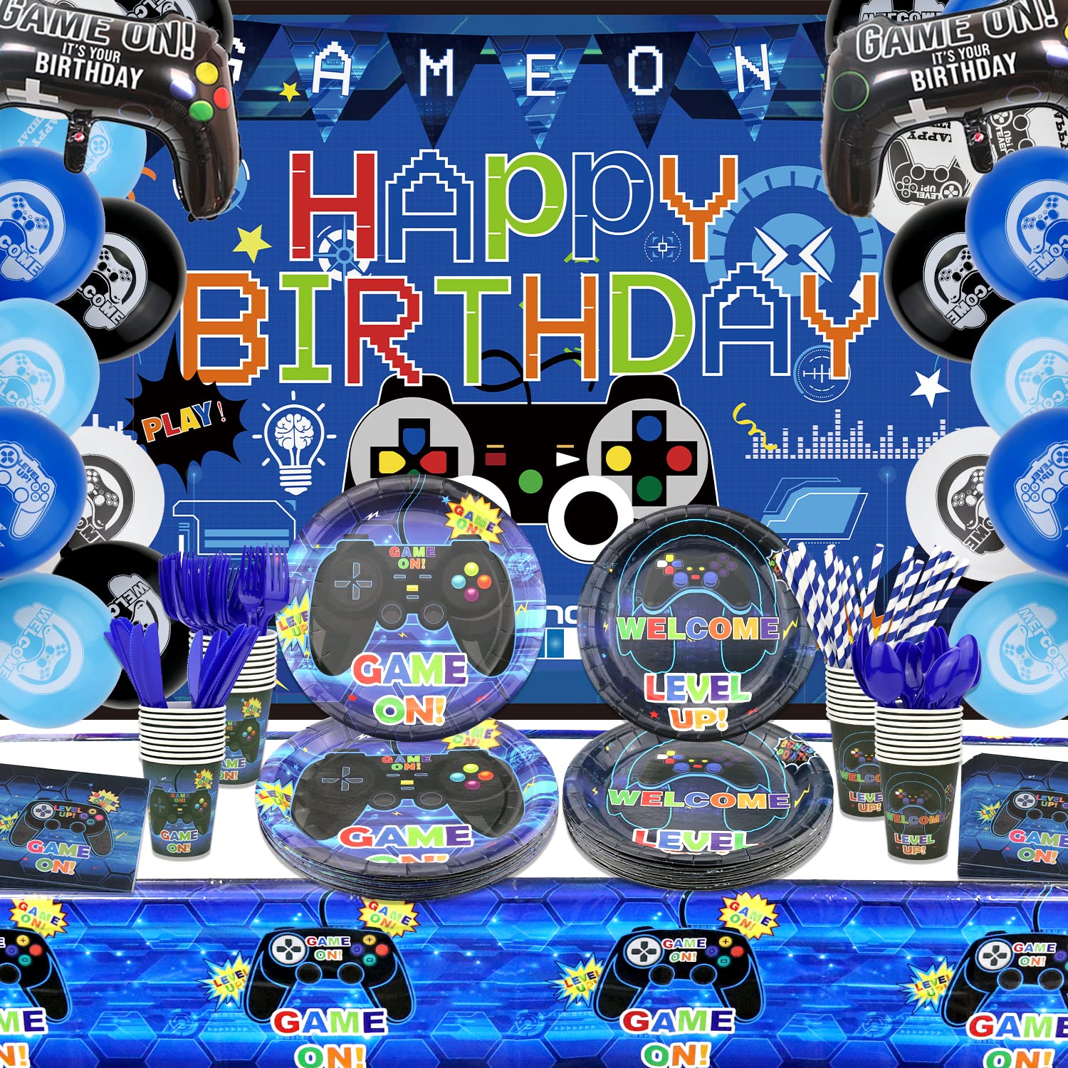 Video Game Party Supplies Set Birthday Decoration for Boys Serves 20