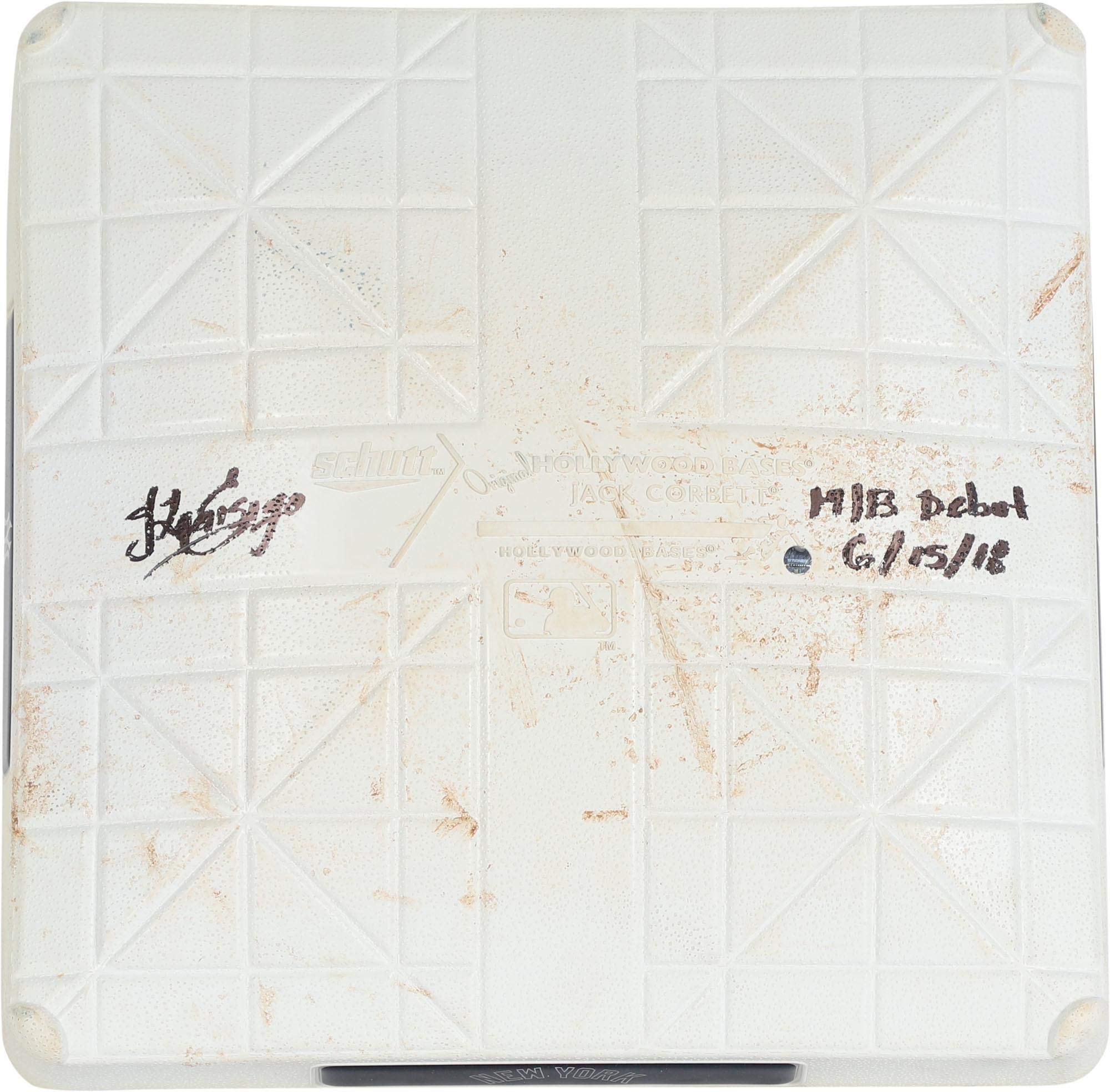 Jonathan Loaisiga New York Yankees Autographed Game-Used Base vs. Tampa Bay Rays on June 15, 2018 wi
