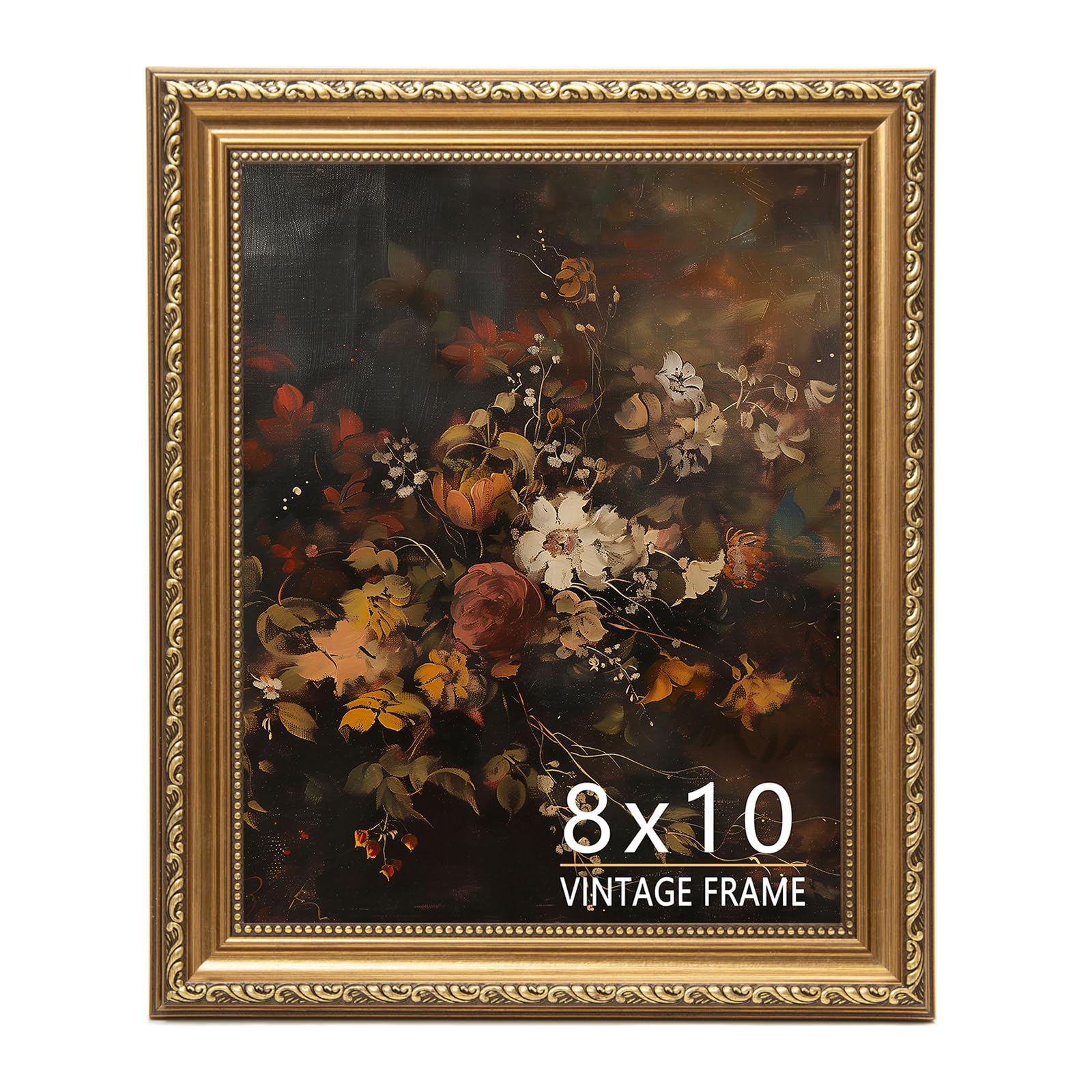 8x10 Picture Frame, Vintage Bronze Gold Picture Frame for Tabletop & Wall Mount, Antique Photo Frame 8 x 10 for Living Room, Bedroom, Office or Gallery Wall, Retro Home Decoration Gift - 1 Pack