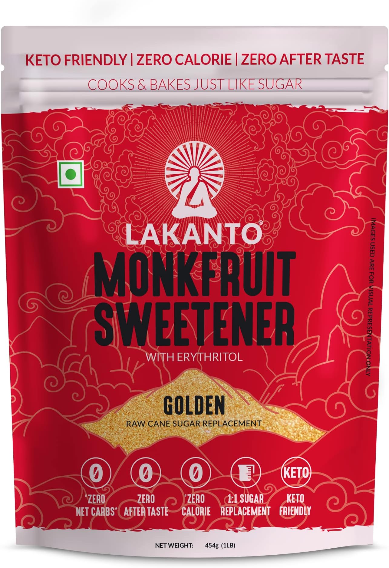 Golden Japanese Monkfruit Sweetener || Brown Sugar Replacement, Zero Calories, Zero Carbs, keto & Diabetic Friendly (Low Glycemic), Natural Sweetener (454 Gram)