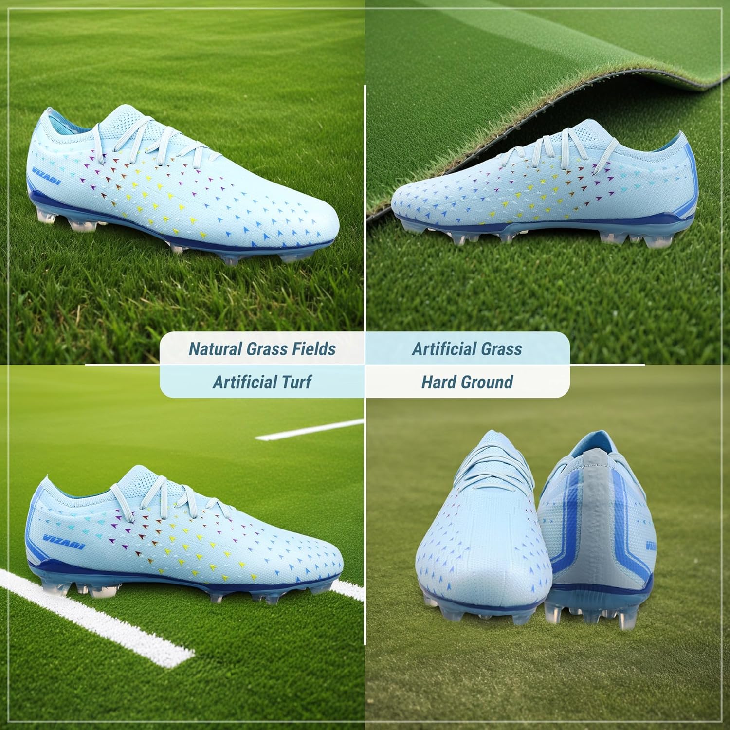 Vizari Tioga FG Adult Soccer Cleats for Men and Women | TPU Coated Wide Width Soccer Cleats | Transparent Studs for Outdoor Football Shoes