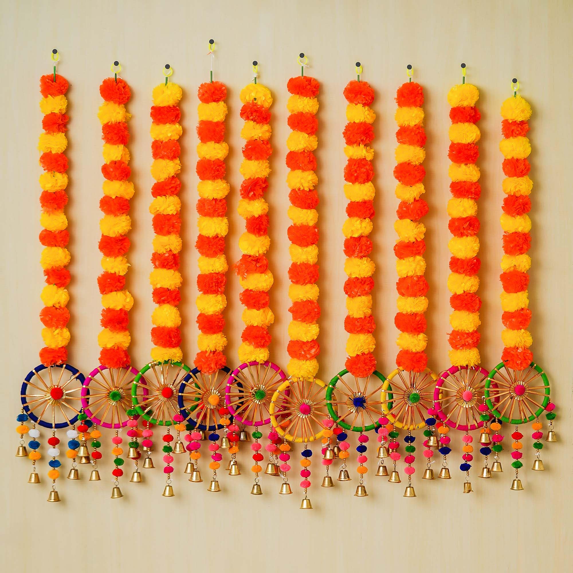 eCraftIndia Artificial Marigold Flowers Hangings with Bangles Ringing Bells (Pack of 10) - Artificial Flowers for Home Decoration - Wedding, Ganpati, Navratri Diwali Decoration Items (B0DFCS2RJ1) Amazon Price History, Amazon Price Tracker