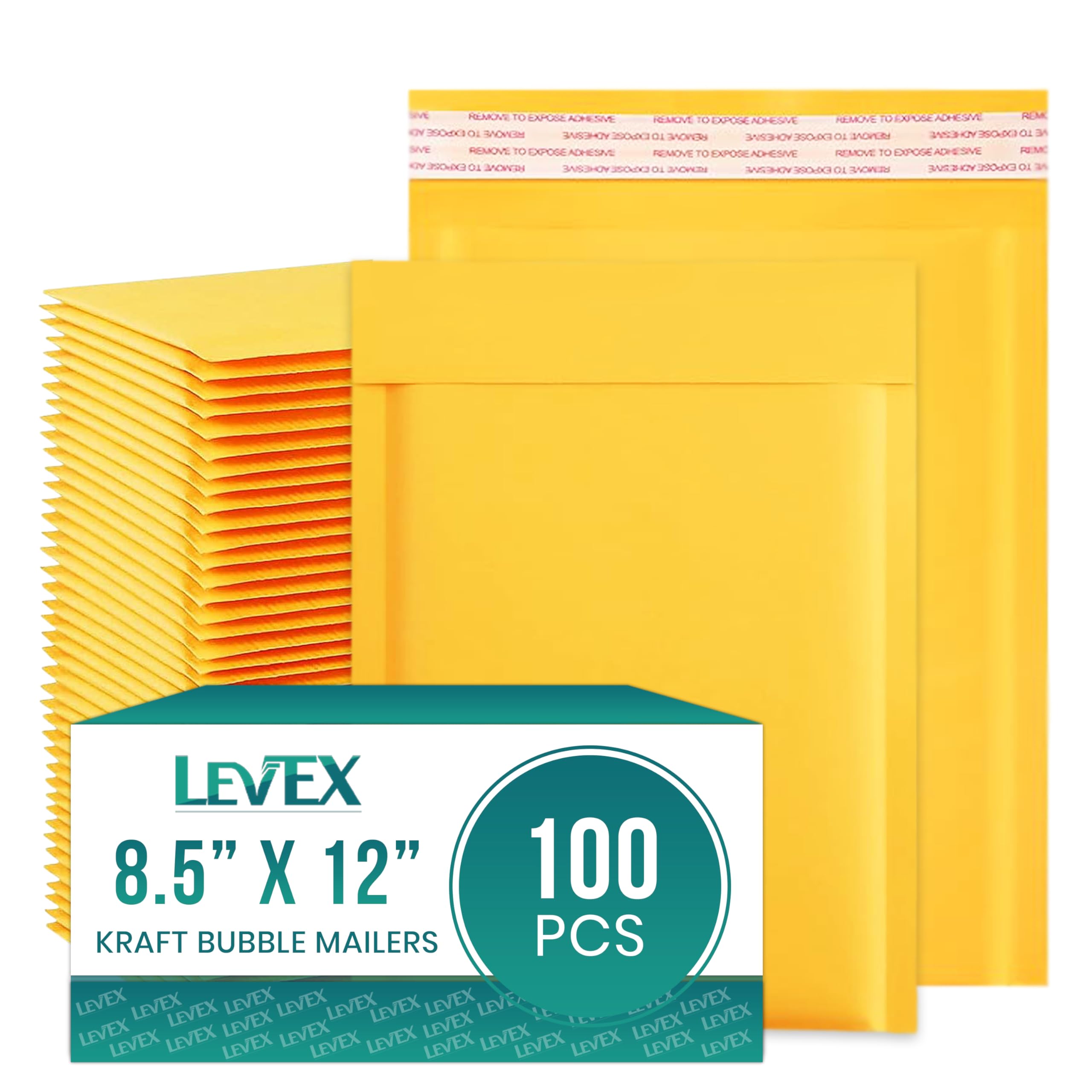 Levex - #2 8.5" x 12 [100 Pack) Kraft Bubble Mailers, Padded Envelope Mailers, Packing Envelope & Mailing Bags for Shipping