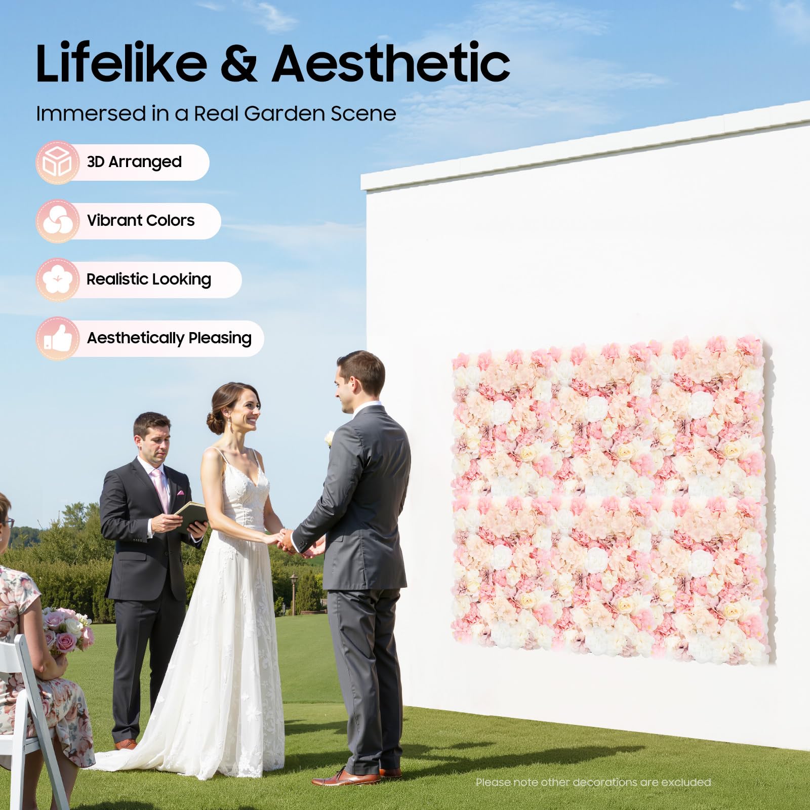 Künstliche Blumenwand Rosenwand, 6 Stück 60x40cm Seidenblume für Hochzeit Hintergrund DIY Dekoration