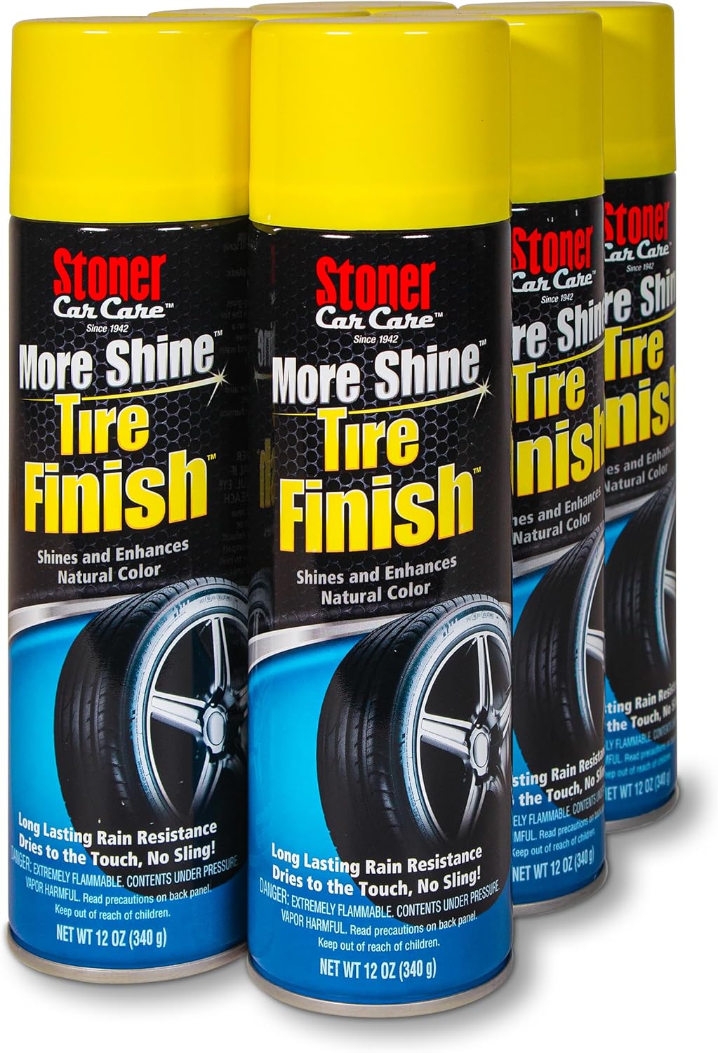 Stoner Car Care 91094-6PK More Shine Tire Finish – Tire Shine Spray Restores Deep Matte Black Finish with Long-Lasting Rain-Resistant Protection, Dry-to-Touch – 12 oz (Pack of 6)