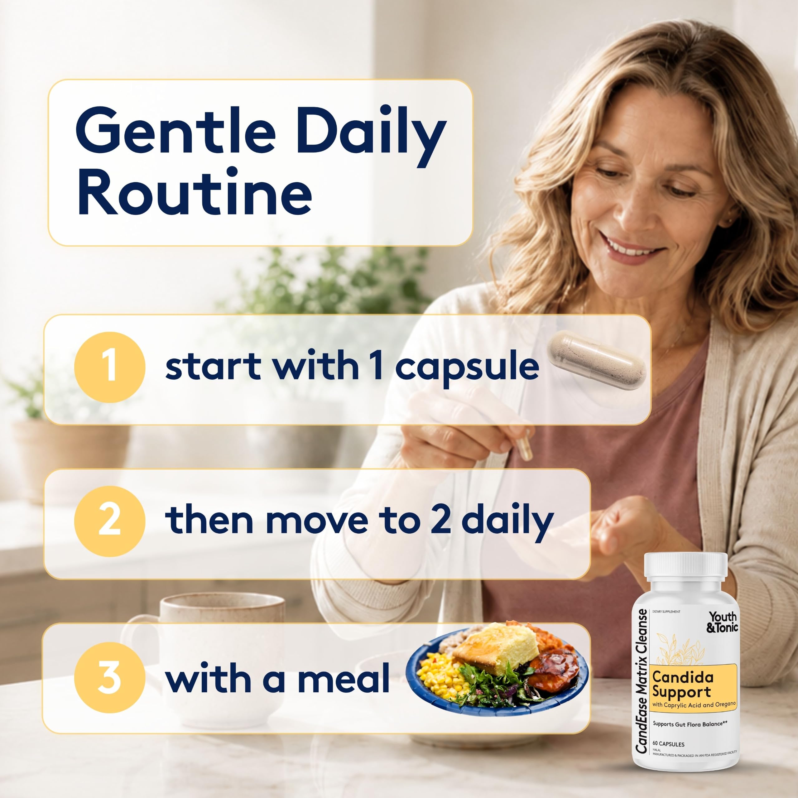 Youth & Tonic Candida Support, Balance, Caprylic Acid & Oregano 60 Capsules — Amazon image 7