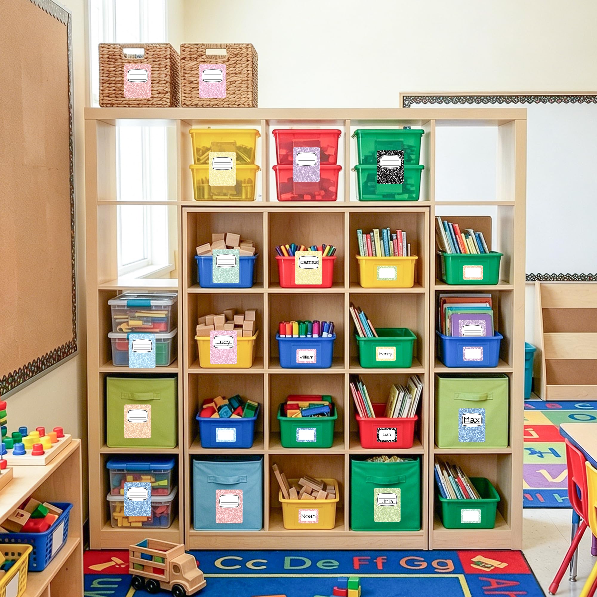 Set di 210 adesivi per il rientro a scuola e targhette con nome, etichette autoadesive per scrivania, libri colorati, decorazioni per bacheca, scuola, aula