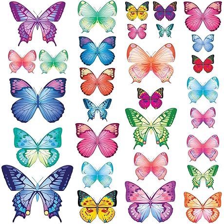 DECOWALL BS-1302 30 Vibrant Butterflies Wall Stickers for Decor