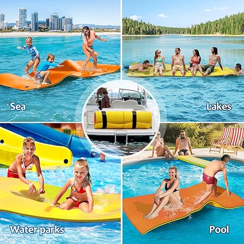 Miniatura 7 de CTSC Alfombra flotante  Alfombra flotante Lily Pad  12 x 5 pies alfombra de agua flotante para lago, espuma XPE resistente a desgarros de alta