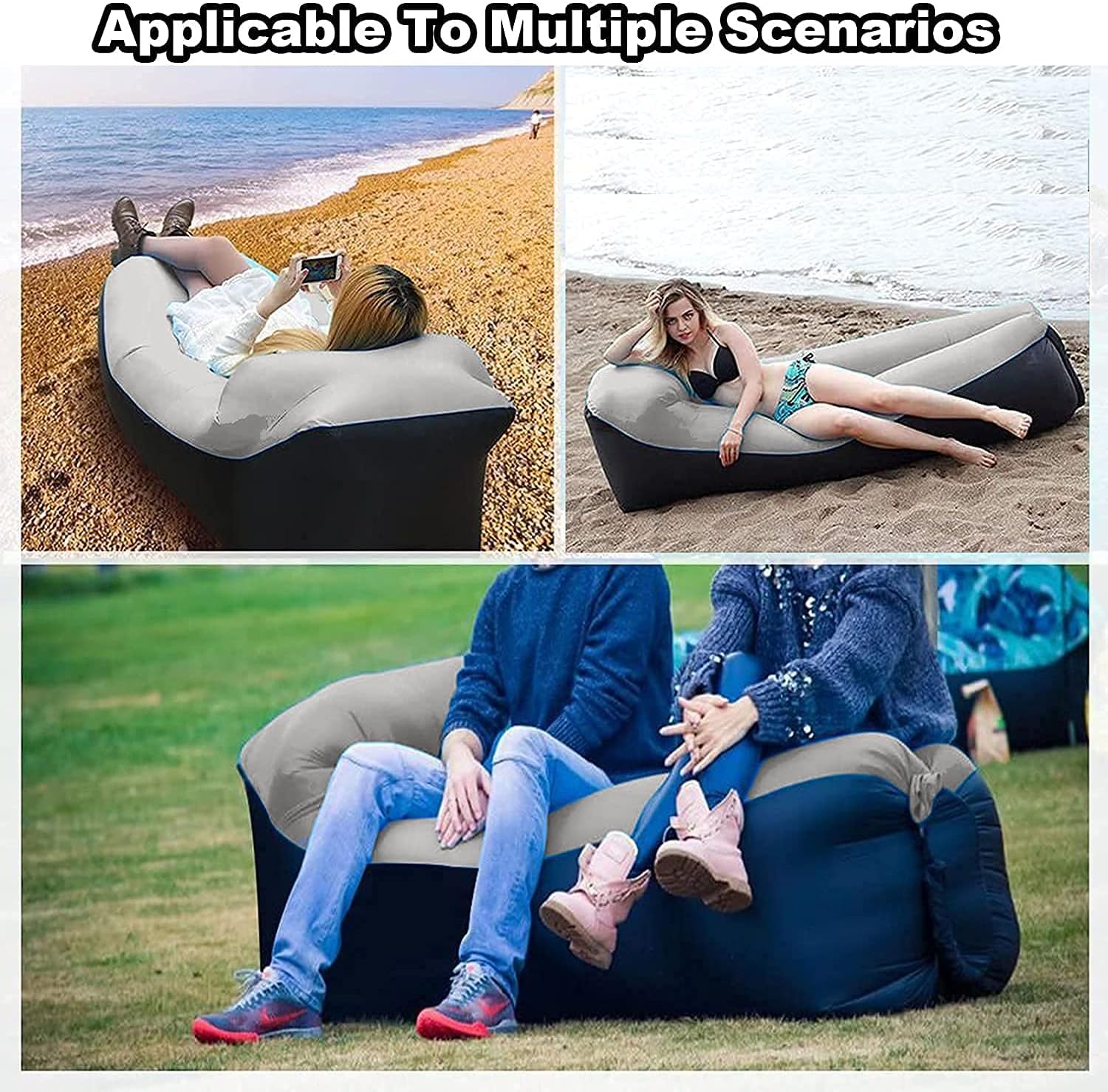 Inflatable Lounger Air Sofa, Portable Waterproof AntiAir Leaking Air
