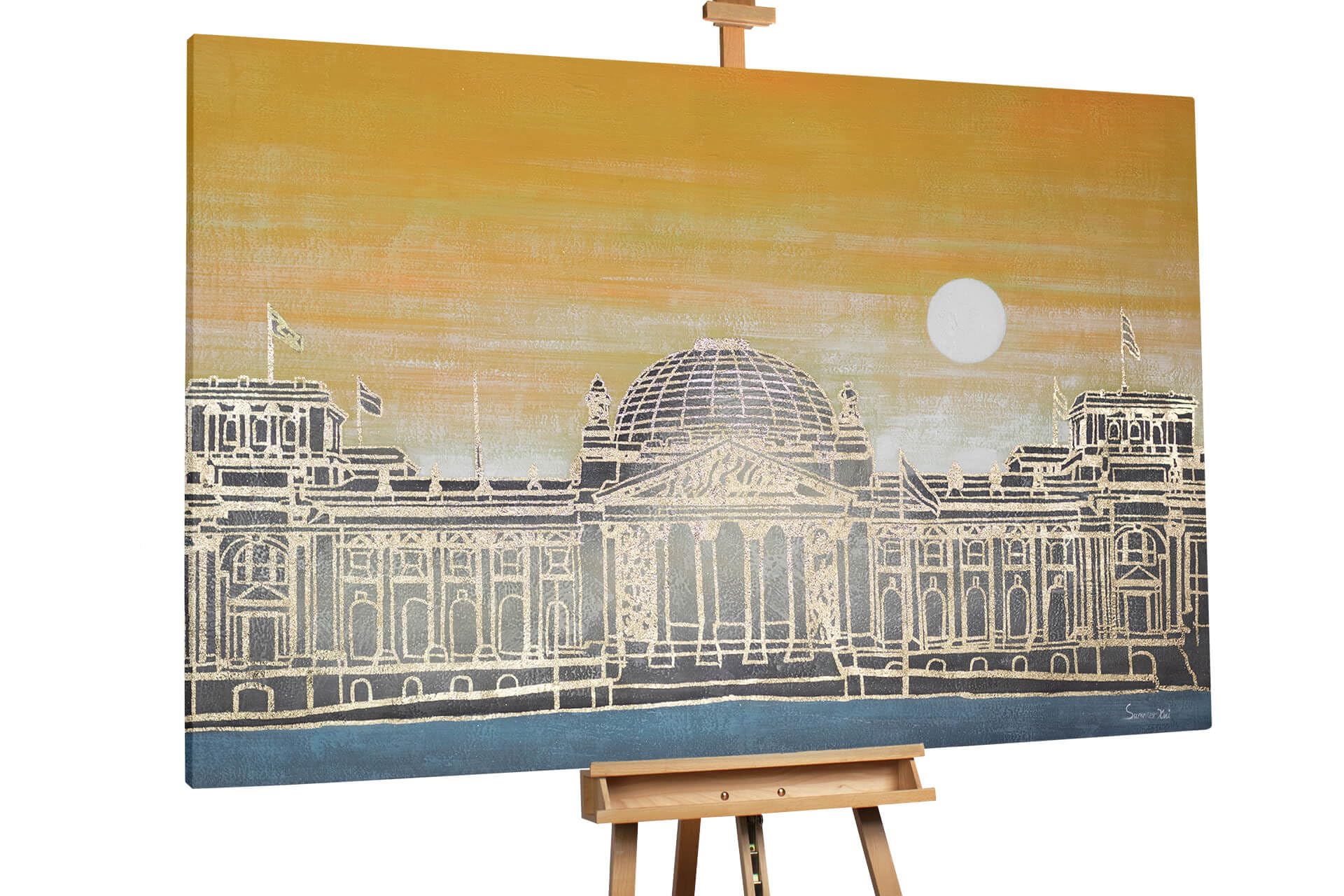 KunstLoft Obraz Olejny 'Palace of Polity' 180x120cm | Oryginalne Nowoczesne Ręcznie Malowane Obrazy | Nowoczesny | | Duży Obraz na Płótnie