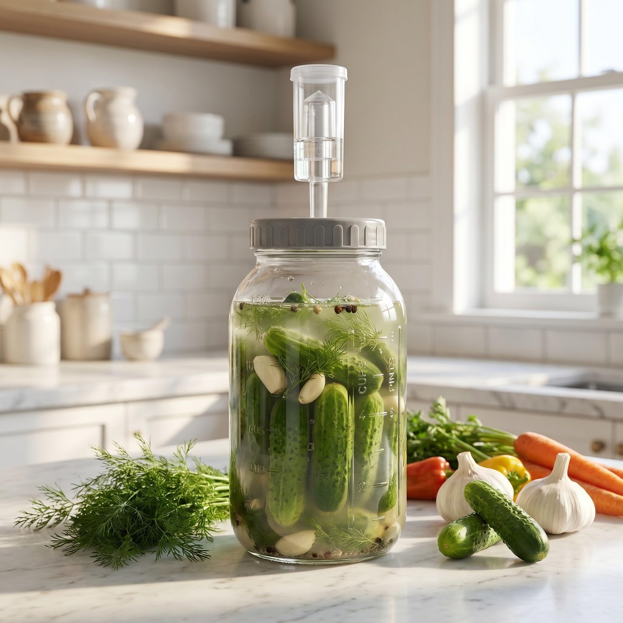 DOITOOL Słoik fermentacyjny 64 uncje/0,5 galona, ​​szklany słoik fermentacyjny z szerokim otworem i rurkami fermentacyjnymi do przygotowywania kiszonej kapusty, kimchi, pikli, miodu pitnego, cydru i