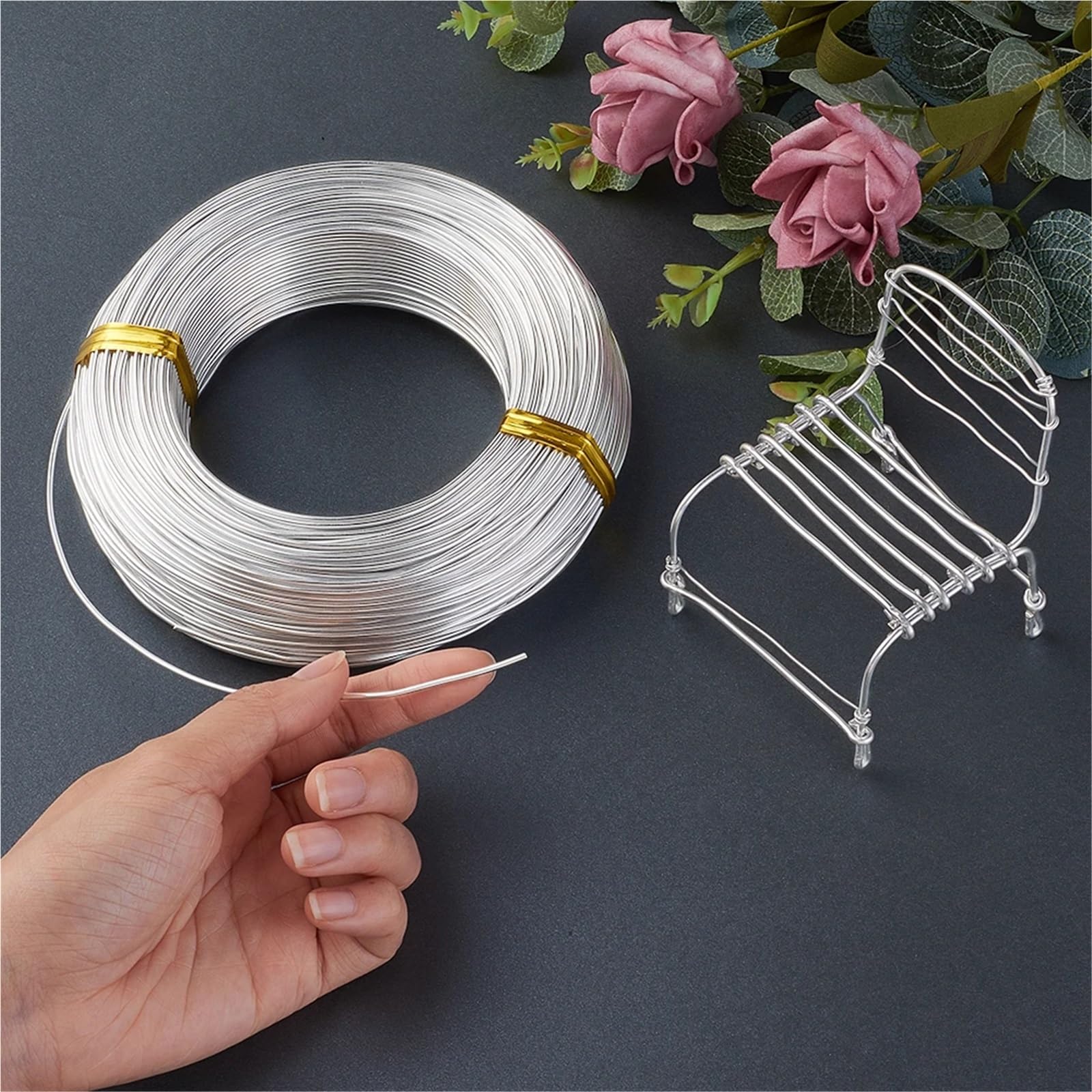 Aluminiumdraht 1 Rolle mehrfarbiger Aluminiumdraht, Schmuckzubehör zur Schmuckherstellung, DIY-Halsketten, Armbänder, 0,8 mm,5, 2, 3, 4, 6(Pink,1.5mm 100m)