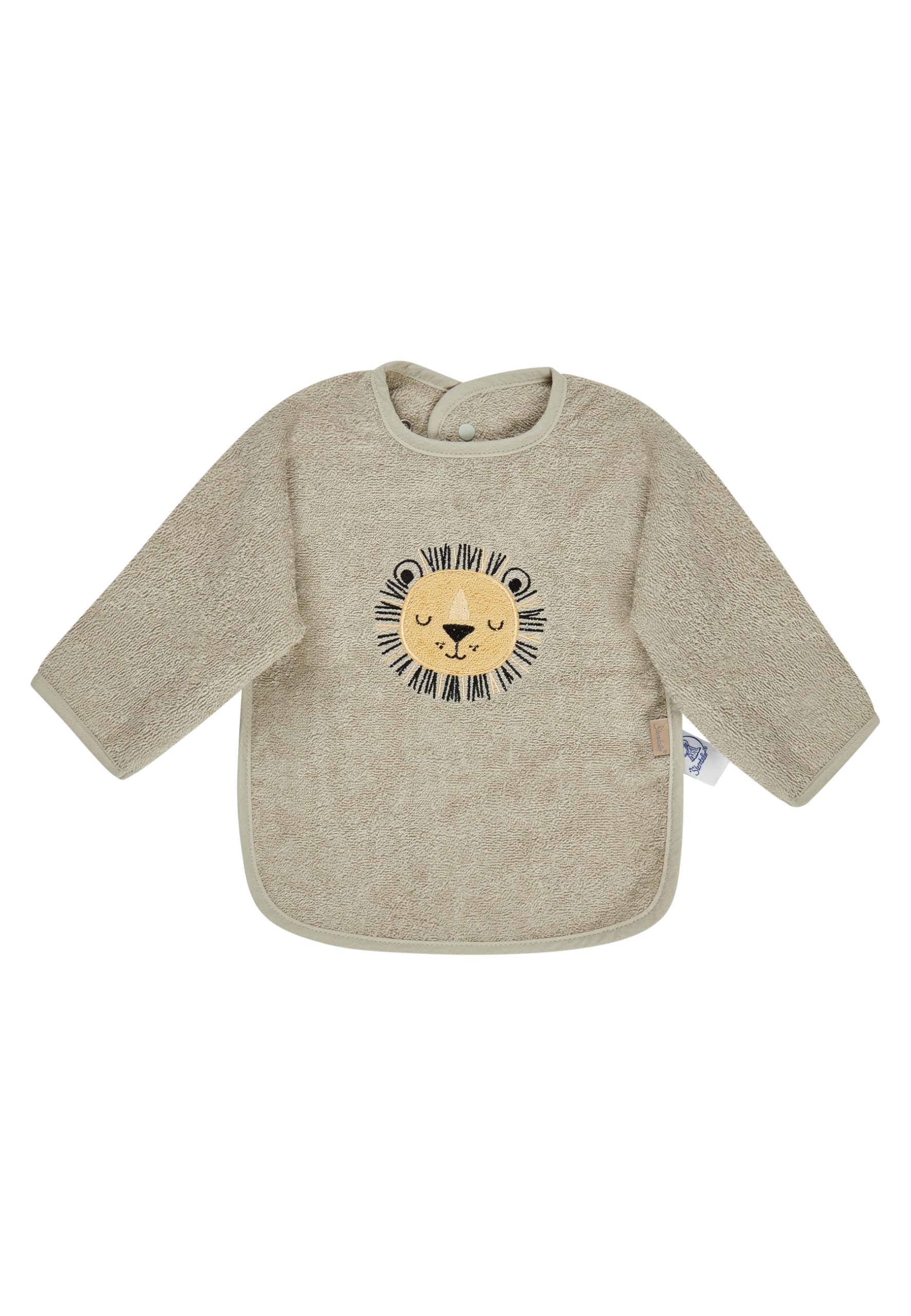 Sterntaler Ärmellätzchen Löwe Leo – Saugfähige Baumwolle mit süßer Löwen Applikation – Praktischer Druckknopfverschluss für einfaches An- & Ausziehen - Geschenk für Kinder, steingrau