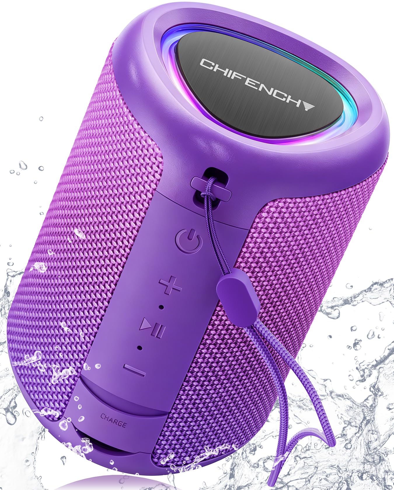 Portable Bluetooth Speaker Beach Essentials: Powerful Crystal Clear Sound/Dynamic Light/IPX5 Waterproof/All Day Playtime/Wireless BT 5.3/TWS Paring, Dad Gifts, Outdoor|Travel|Camping|Pool Accessories Gradient Purple